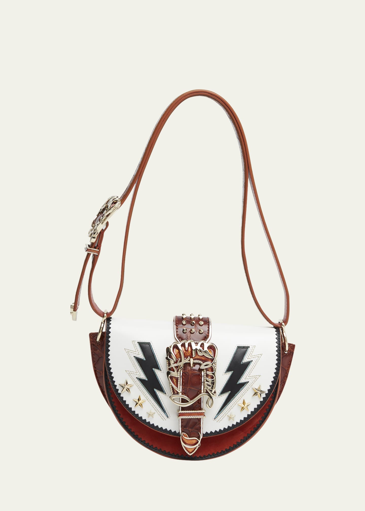 Christian Louboutin Giddy Buckle Crossbody Bag Red White
