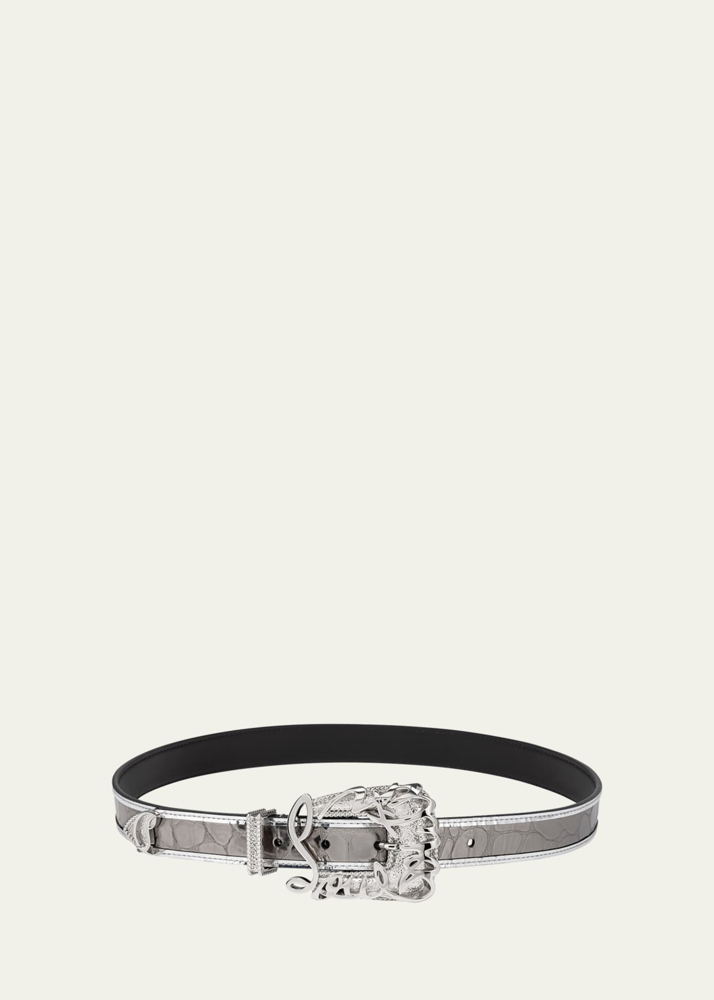 Christian Louboutin Giddy Belt in Embossed Leather