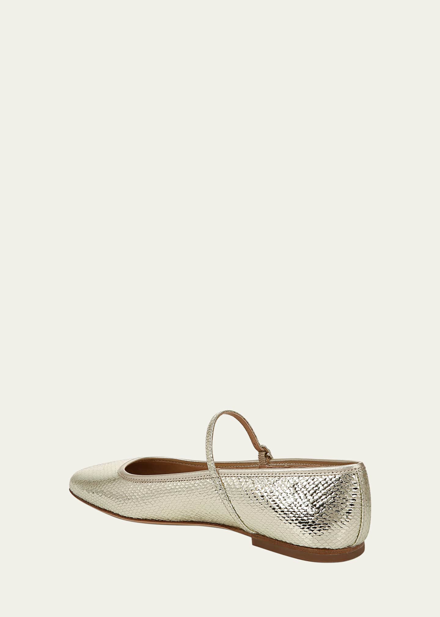 Veronica Beard Ellie Snake-Embossed Mary Jane Ballerina Flats Image 2 of 4