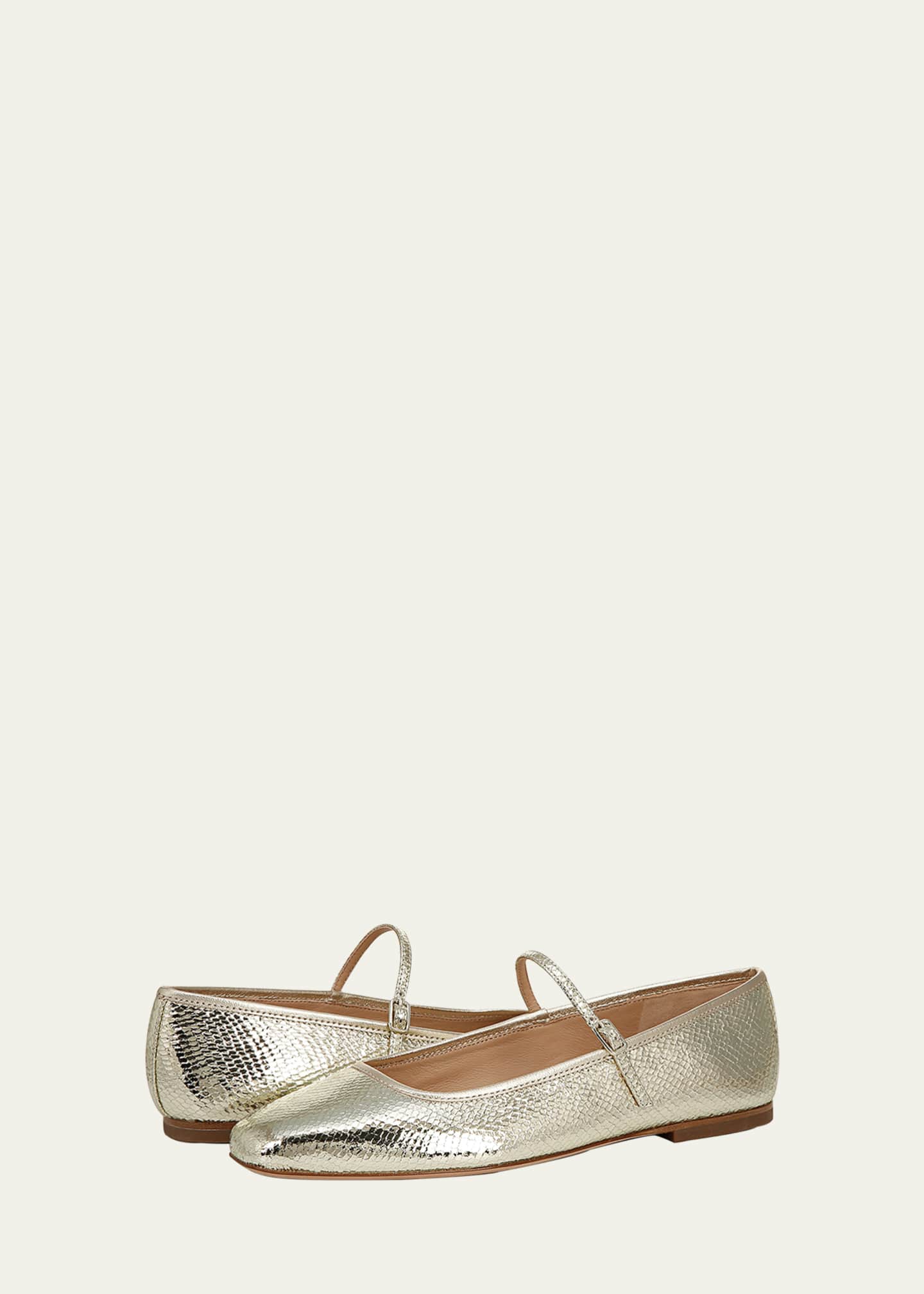 Veronica Beard Ellie Snake-Embossed Mary Jane Ballerina Flats Image 4 of 4