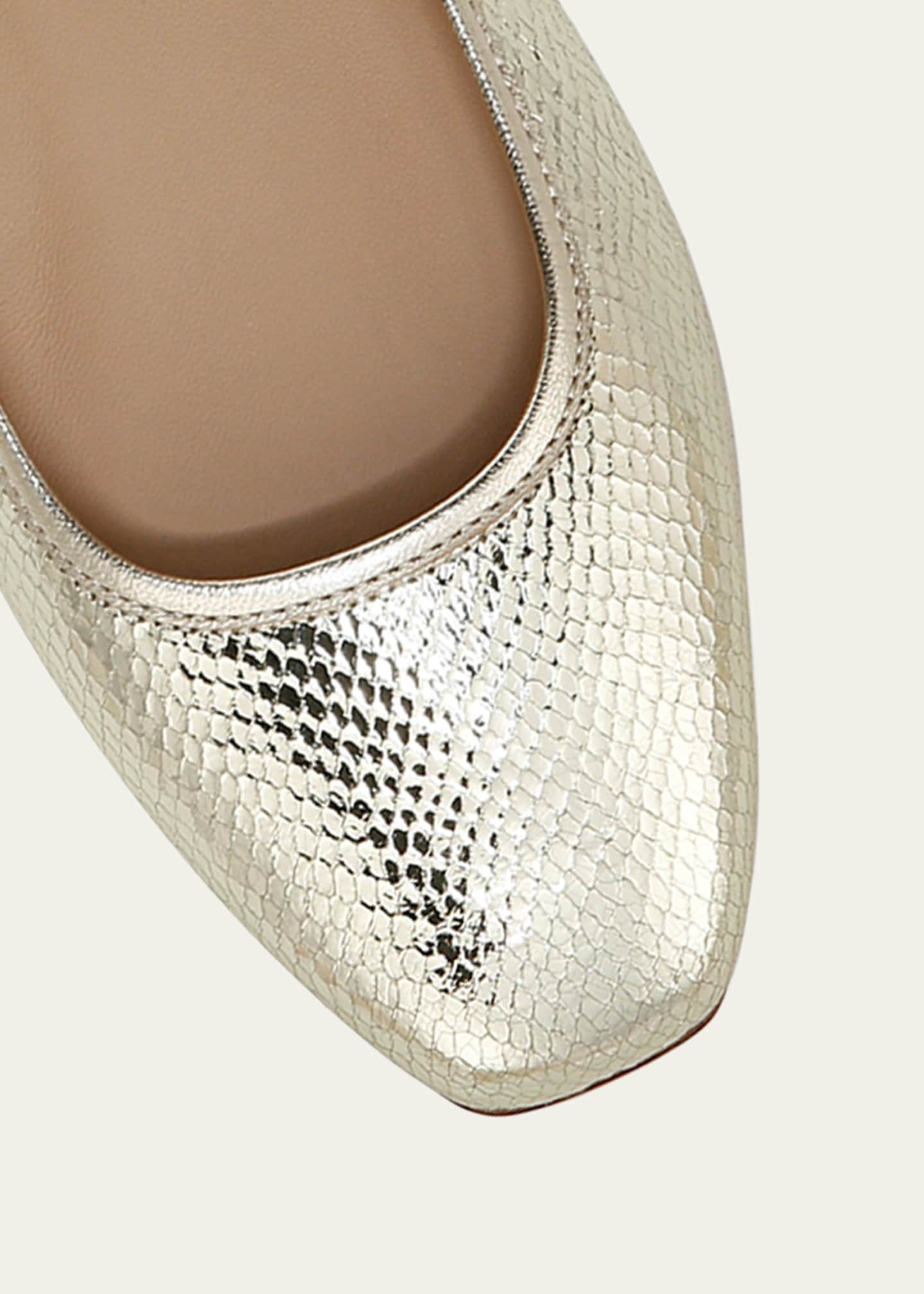 Veronica Beard Ellie Snake-Embossed Mary Jane Ballerina Flats Image 3 of 4