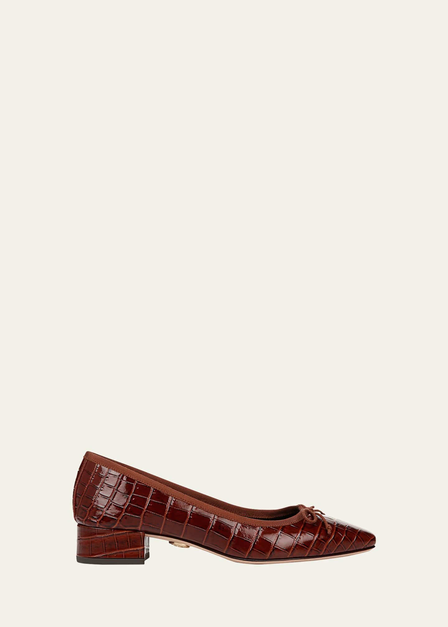 Veronica Beard Cecile Croco Bow Low Pumps