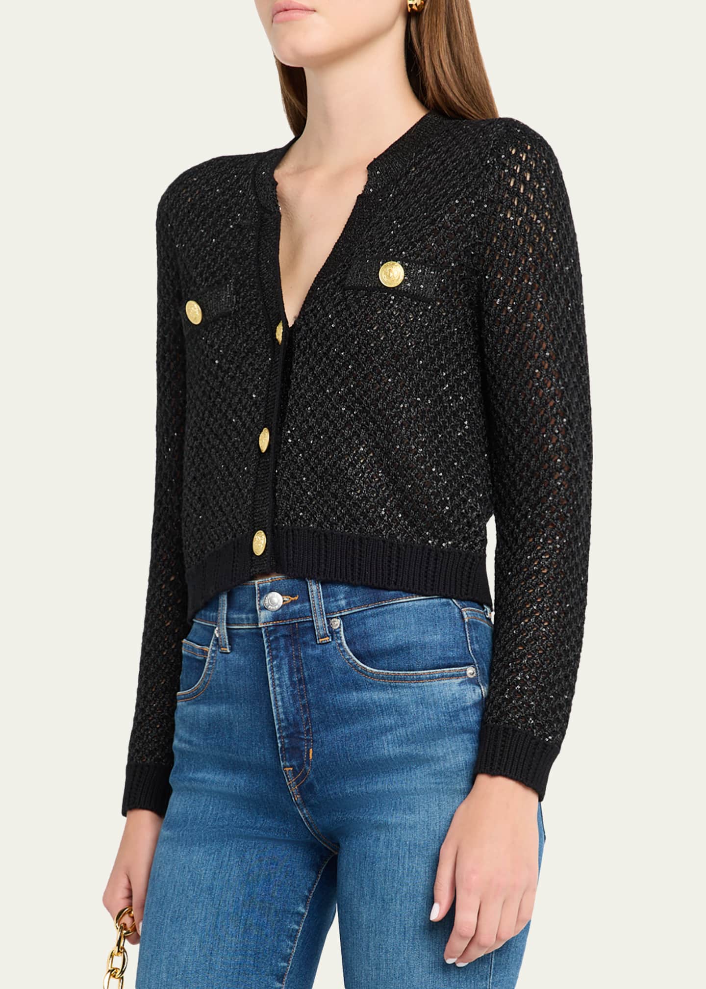 L'Agence Blanca Sequin Cardigan Midnight/Silver Sequin