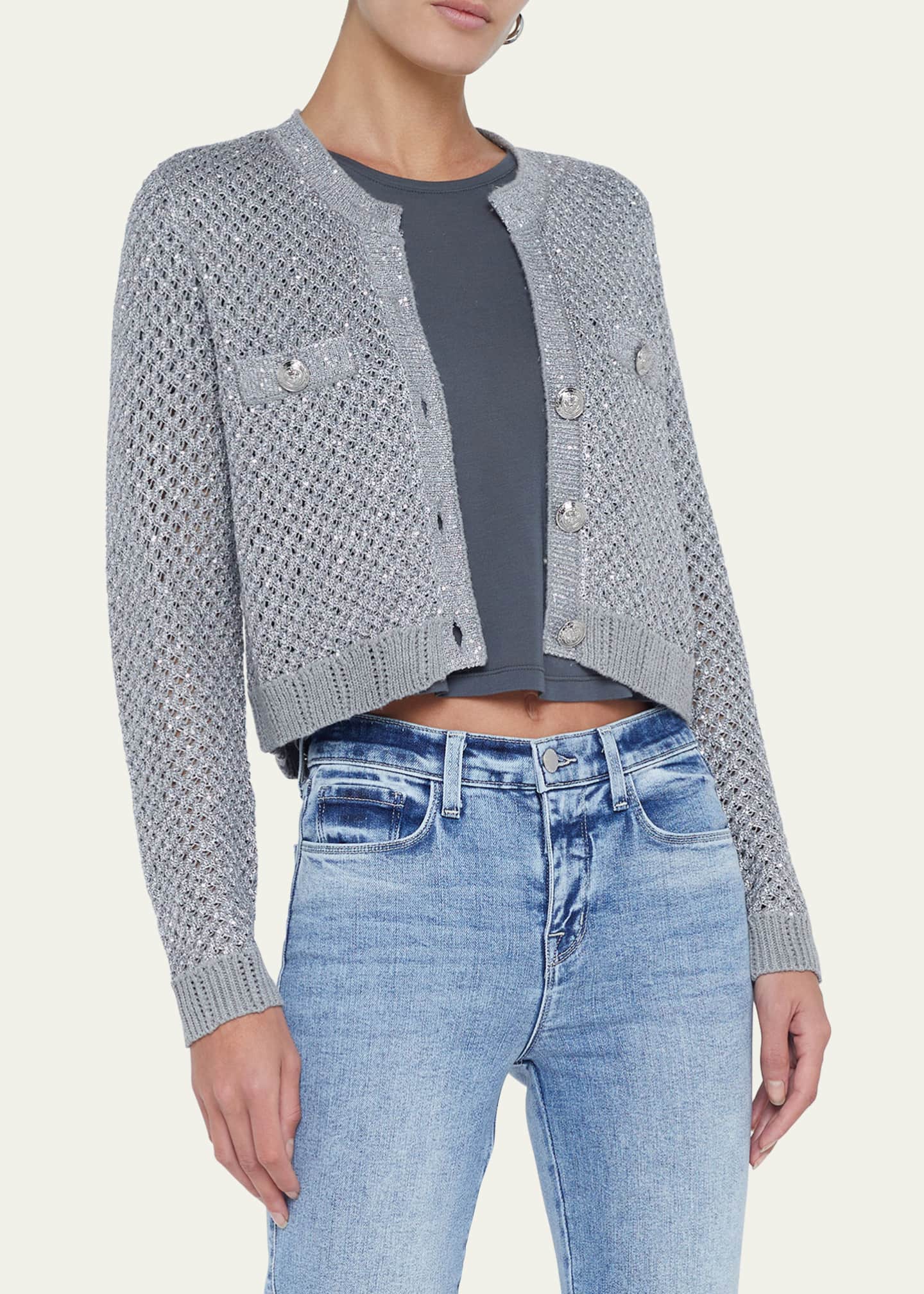 L'Agence Blanca Sequin Cardigan main image 1