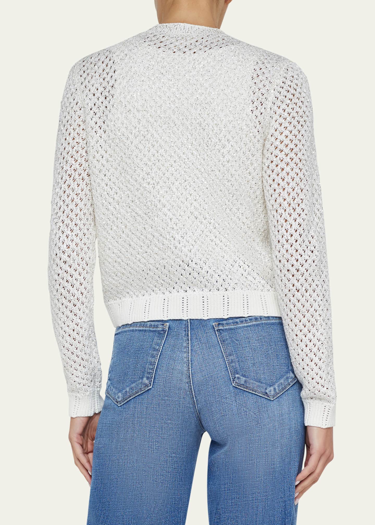 L'Agence Blanca Sequined Cropped Cardigan Image 3 of 5