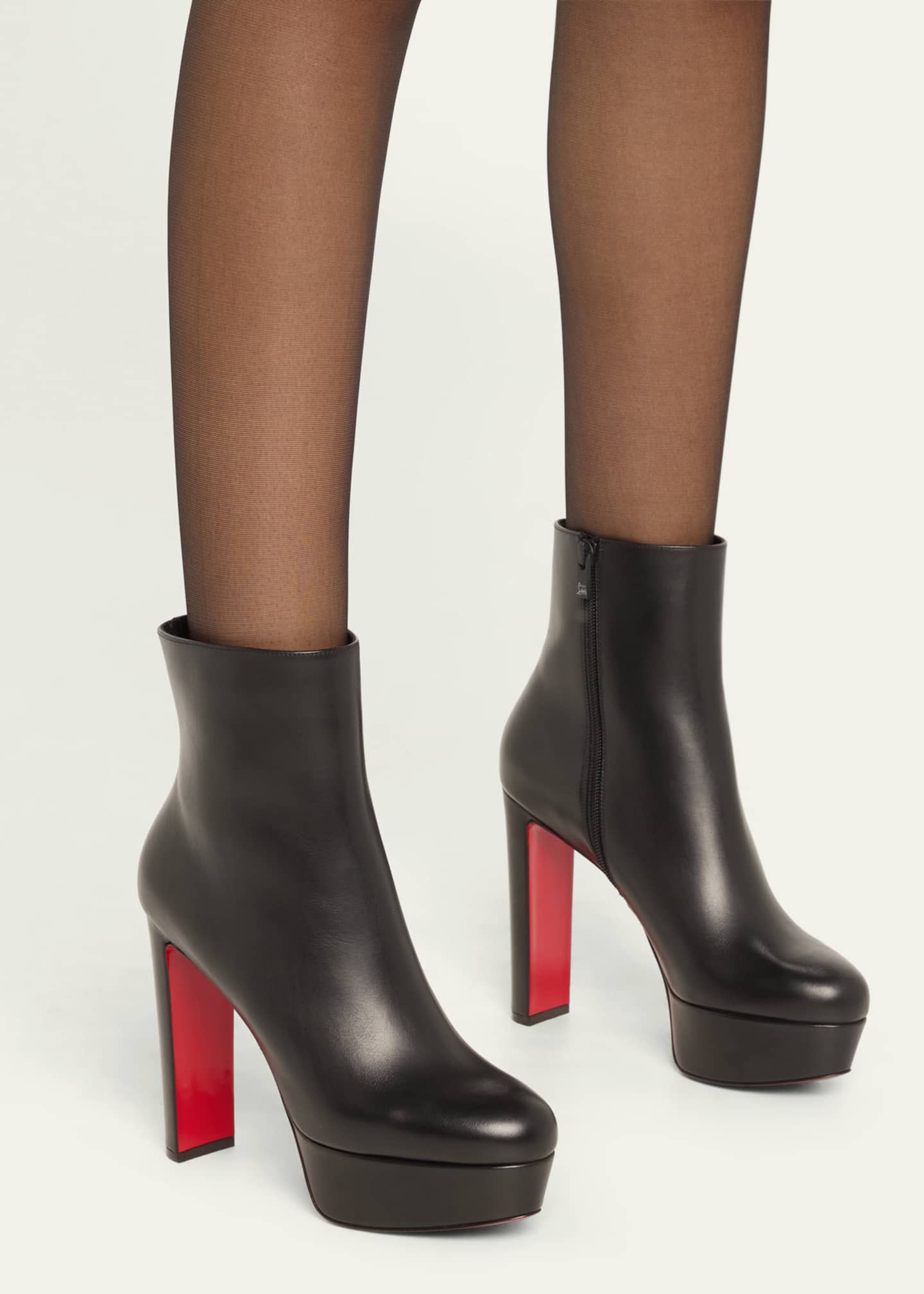 Christian Louboutin Loo 130 Black Leather Platform Boots 40 Savannahs