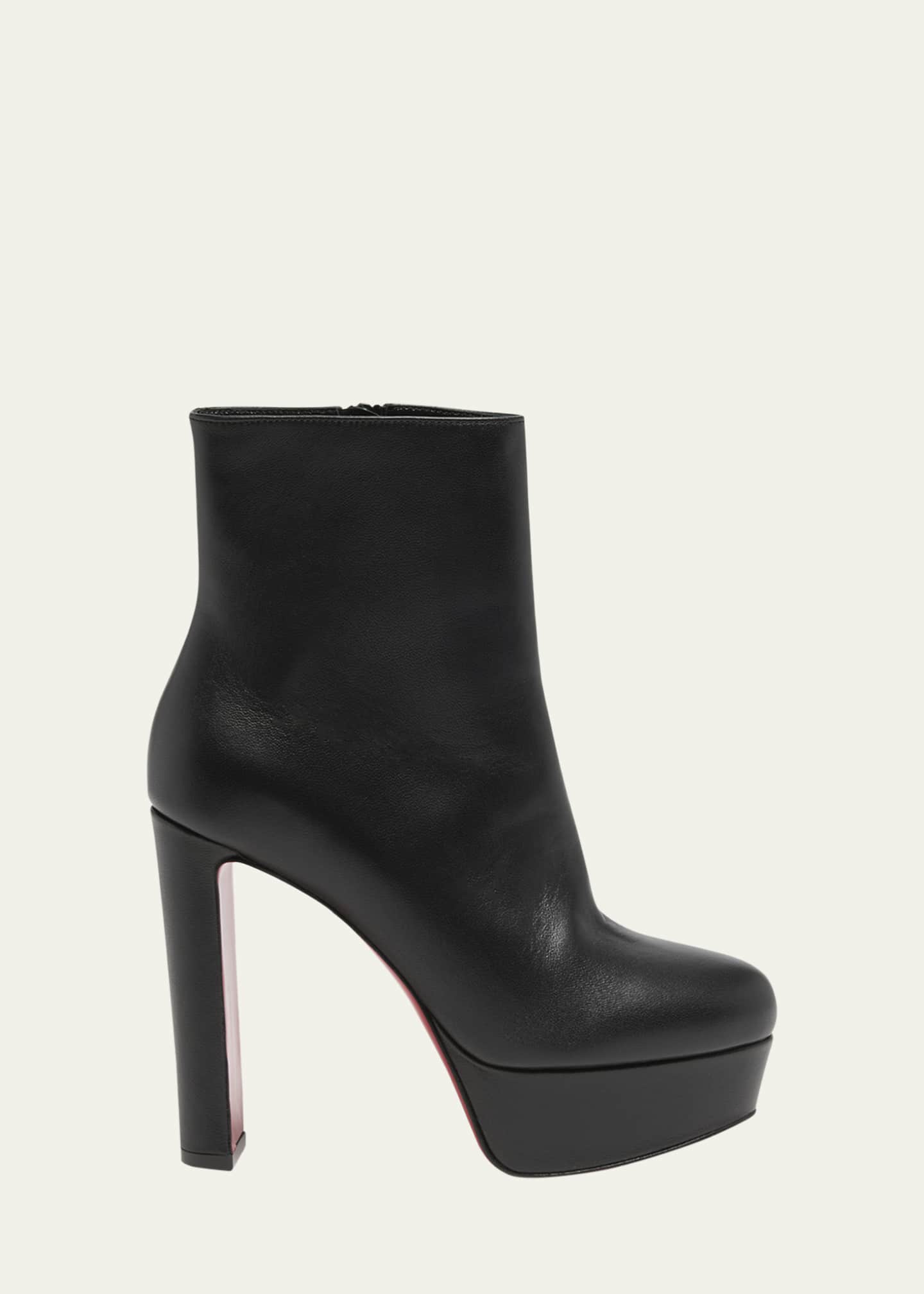 Christian Louboutin Loo Leather Red Sole Platform Booties Image 1 of 5