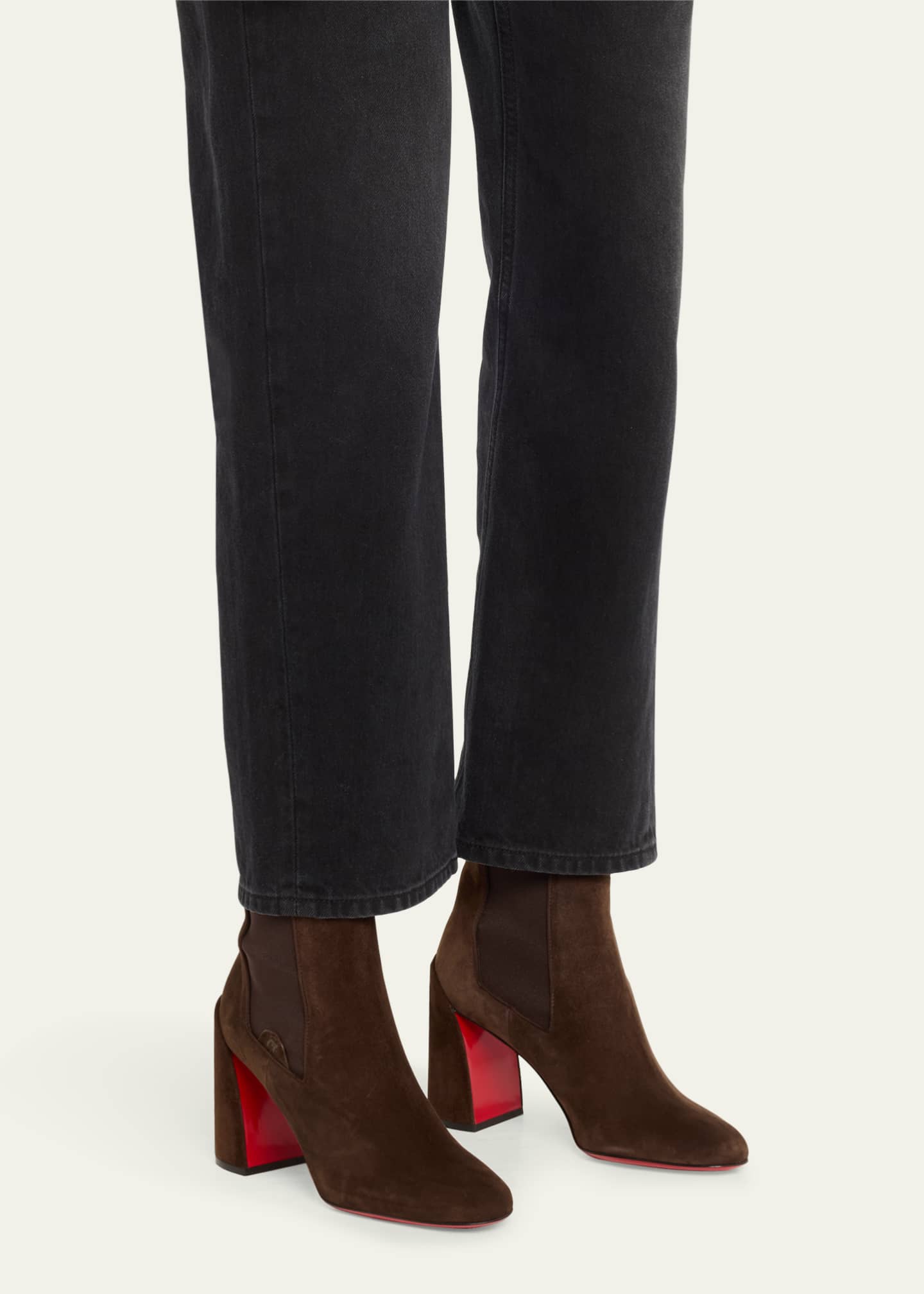Christian Louboutin Turelastic Suede Red Sole Ankle Booties Bergdorf Goodman