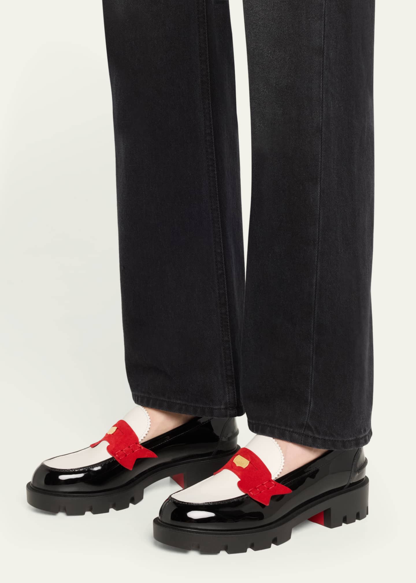 Donna Tricolor Red Sole Penny Loafers