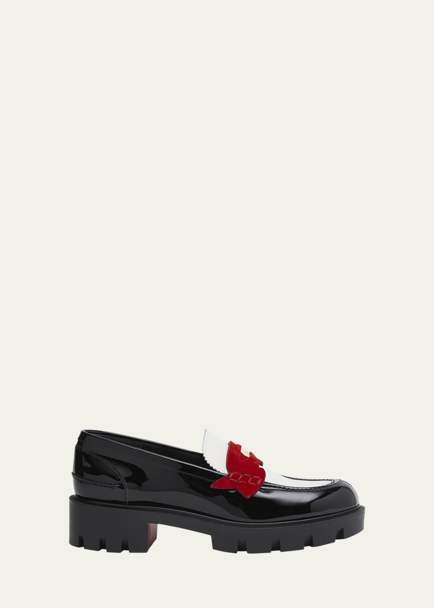 Christian Louboutin Donna Tricolor Red Sole Penny Loafers Bergdorf Goodman