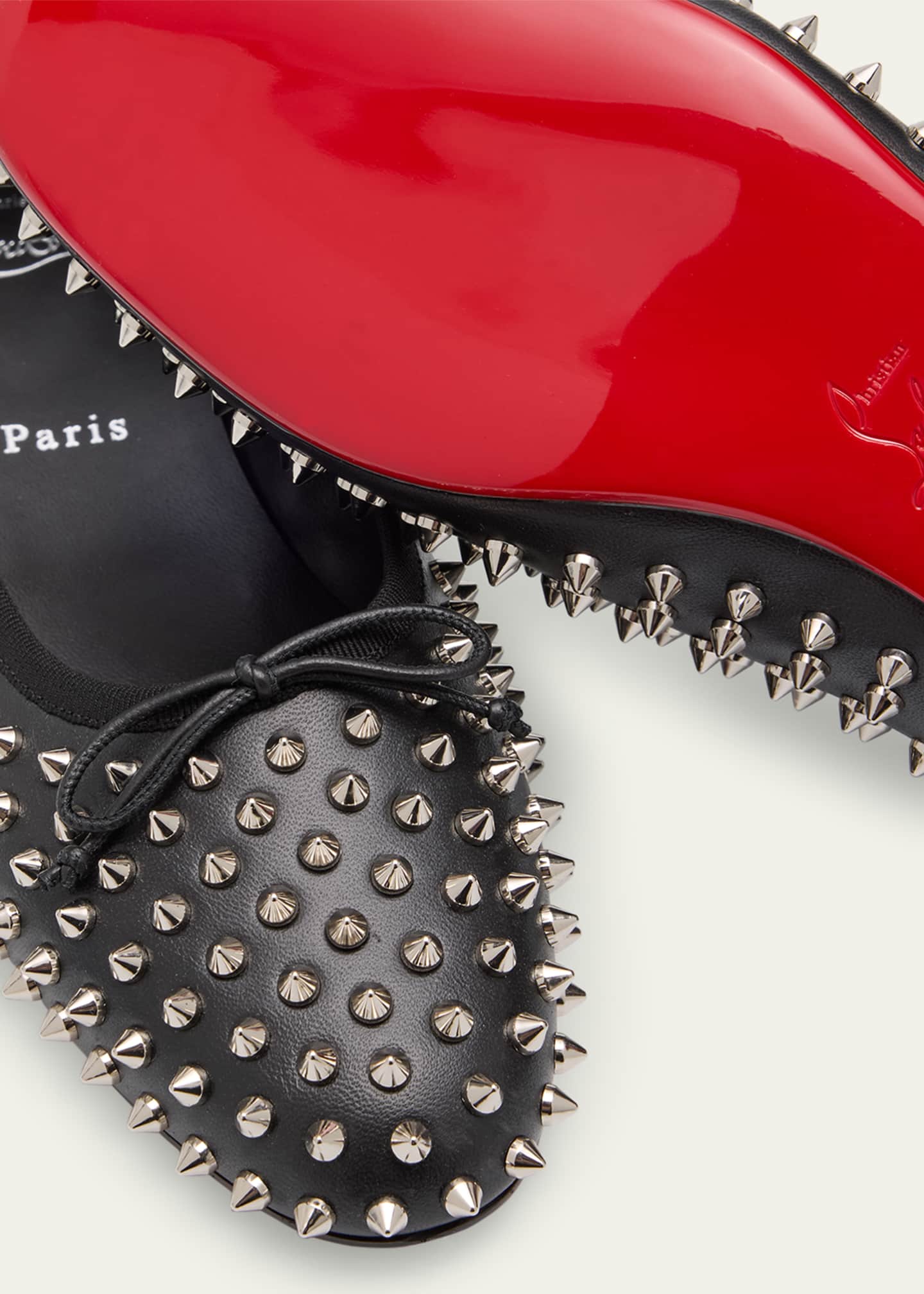 Christian Louboutin Sweetie Jane Spikes Leather Red Sole Flats Image 6 of 6