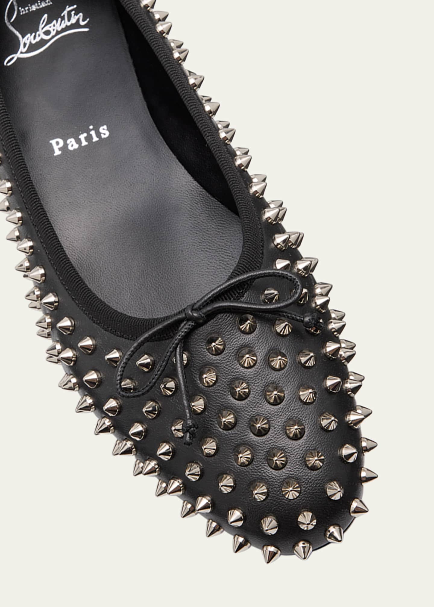 Christian Louboutin Sweetie Jane Spikes Leather Red Sole Flats Image 5 of 6