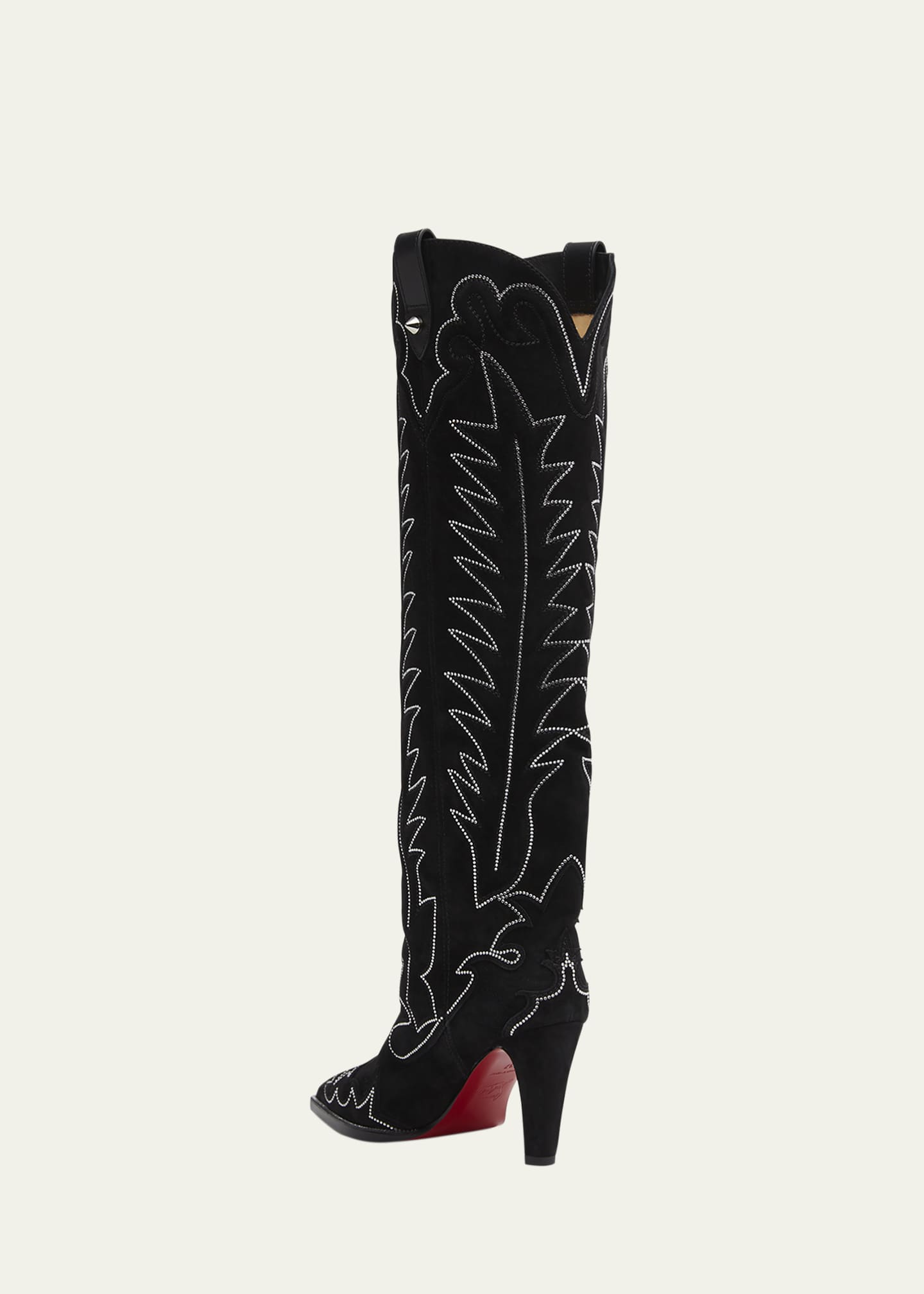 Christian Louboutin Santia Suede Strass Red Sole Western Boots Image 2 of 3