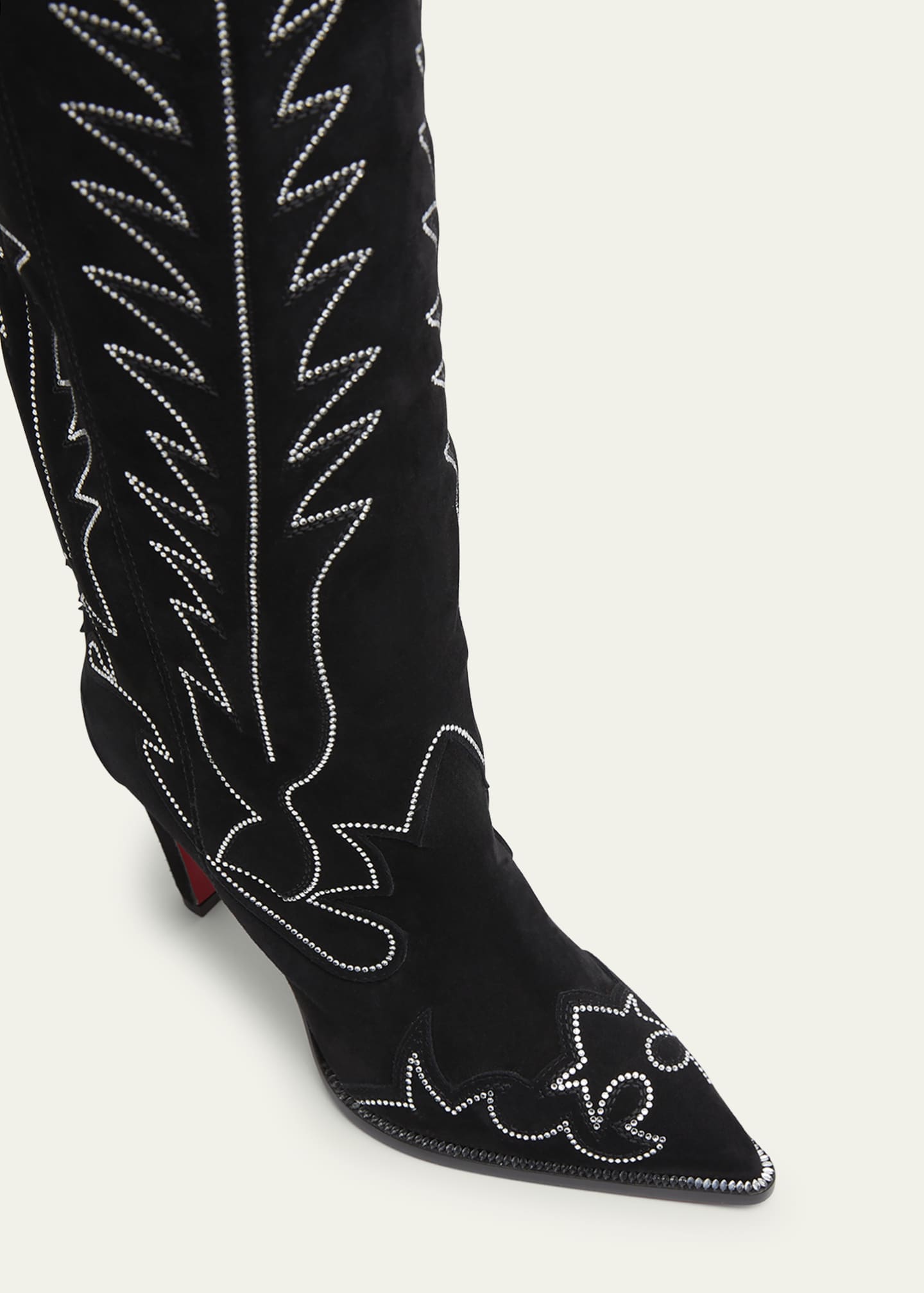 Christian Louboutin Santia Suede Strass Red Sole Western Boots Image 3 of 3