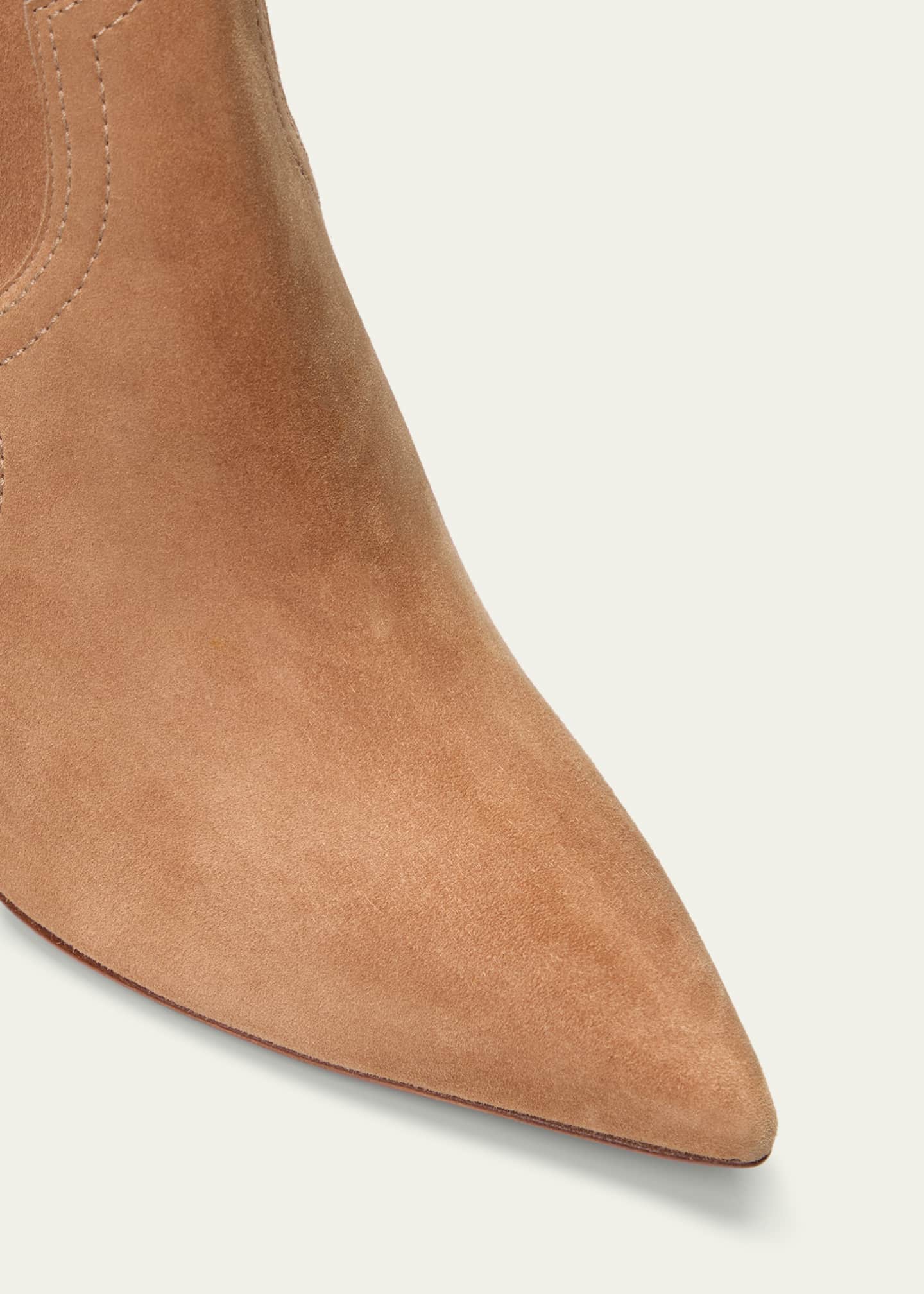 Christian Louboutin Suede Stiletto Red Sole Chelsea Booties Beige