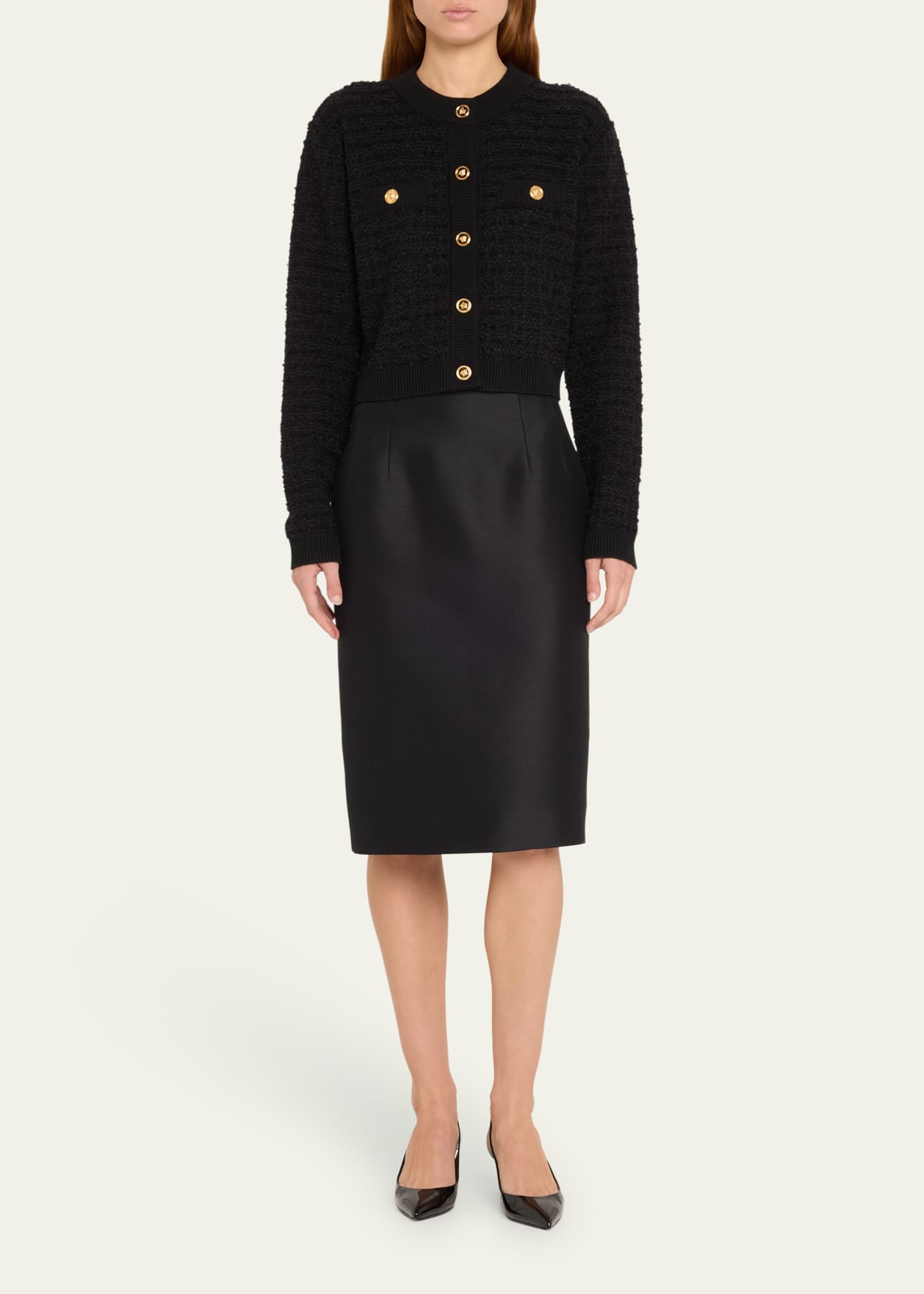 Versace Tweed Knit Cardigan Image 2 of 5