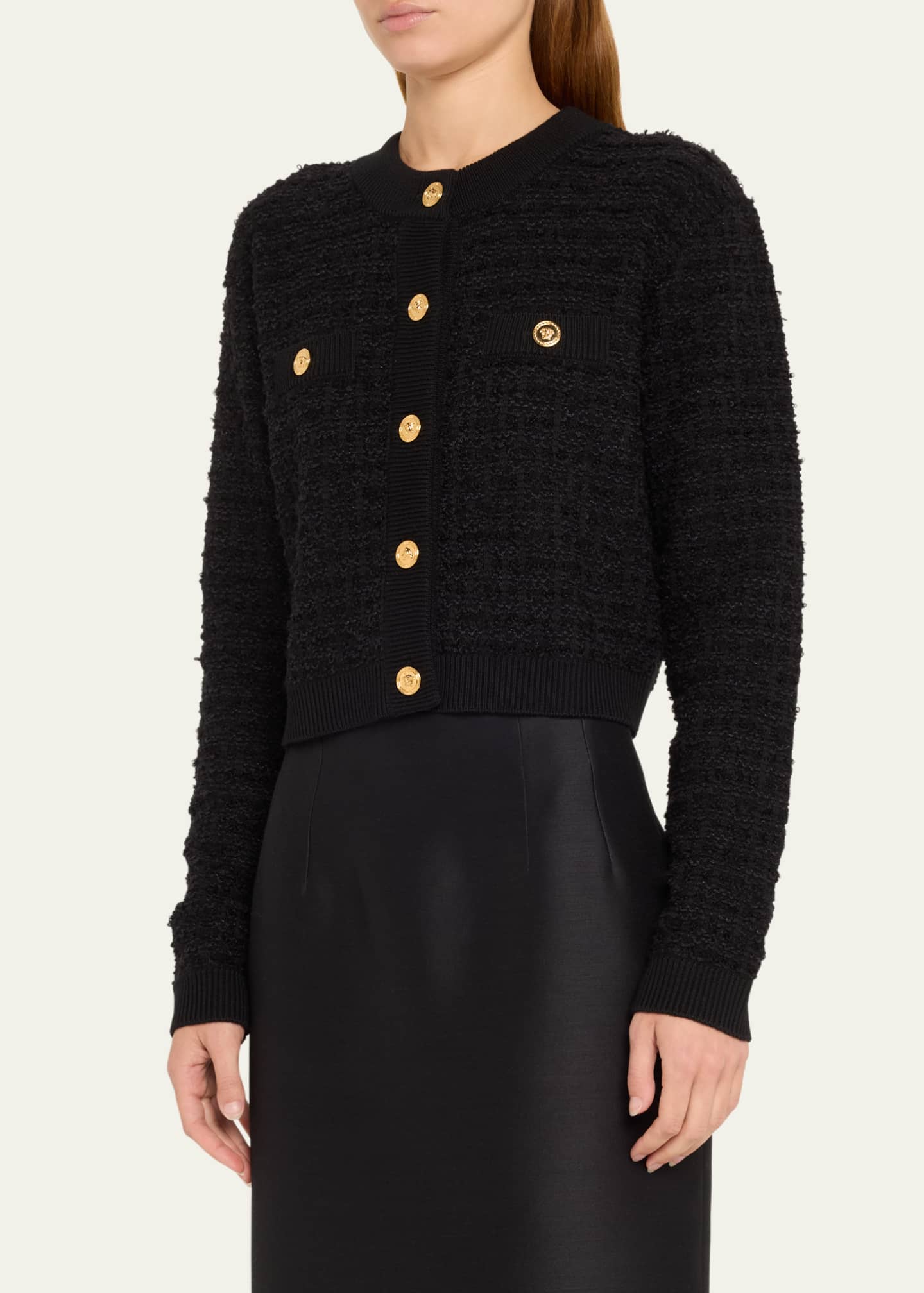 Versace Tweed Knit Cardigan Image 4 of 5
