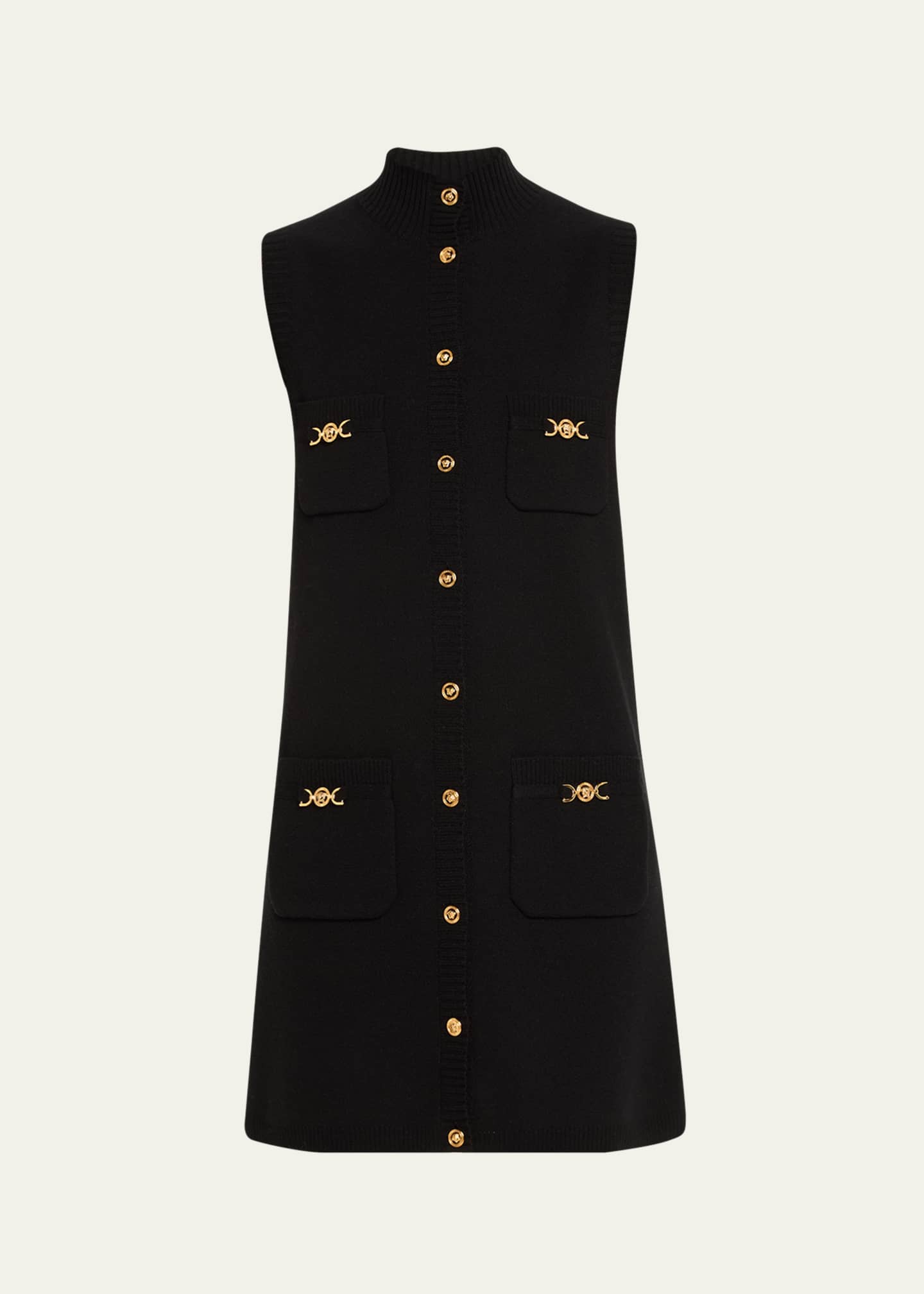 Versace Button-Front Knit Medusa Mini Dress Image 1 of 5