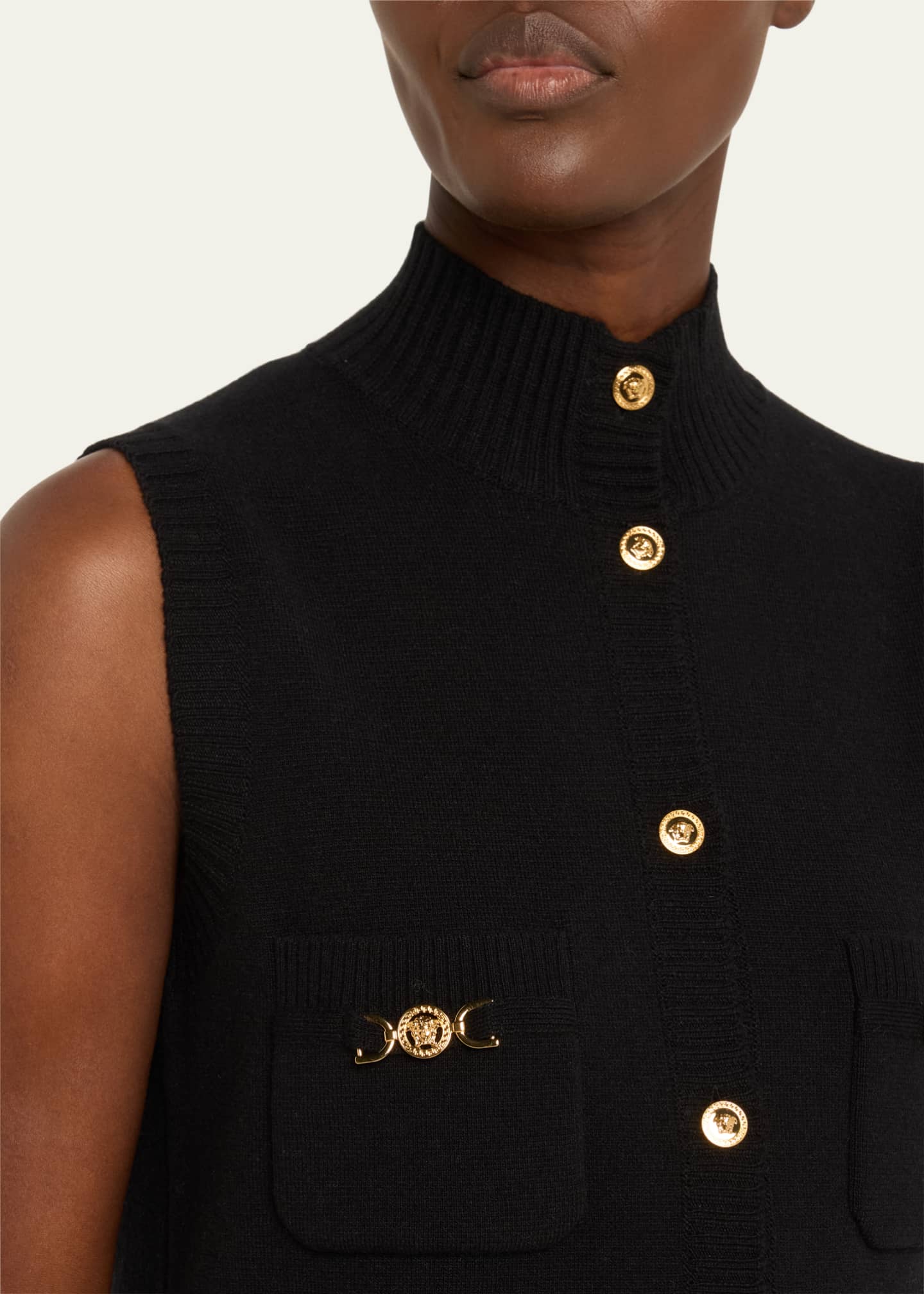 Versace Button-Front Knit Medusa Mini Dress Image 5 of 5