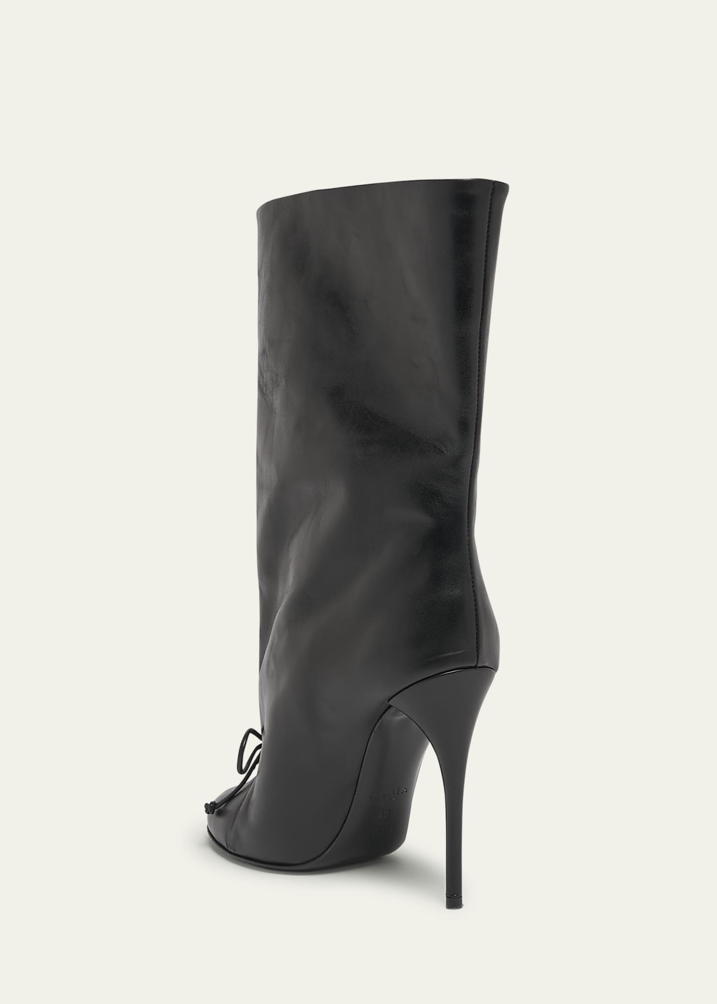 ALAIA Calfskin Bow Stiletto Ankle Booties Image 4 of 5