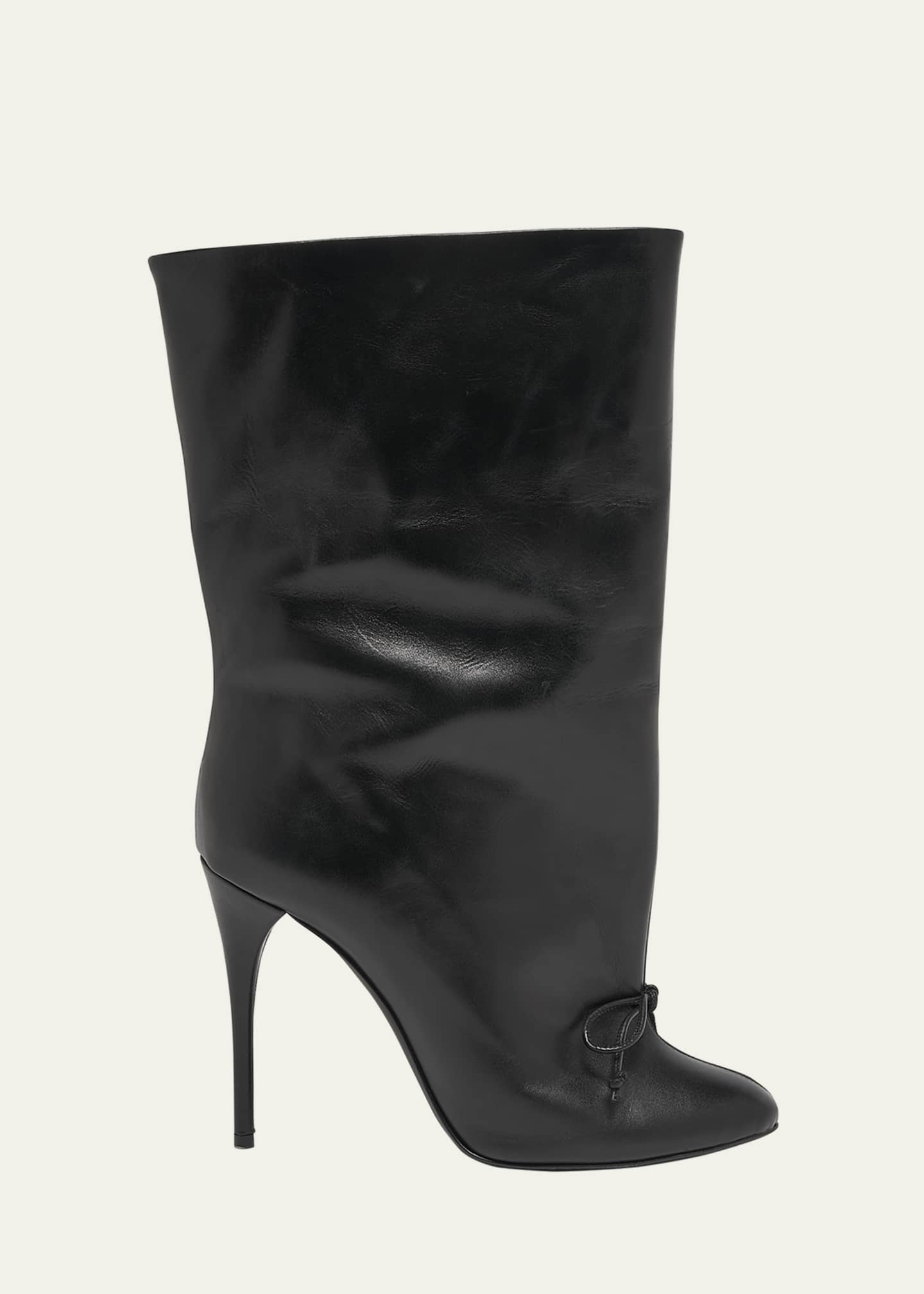 ALAIA Calfskin Bow Stiletto Ankle Booties Image 1 of 5
