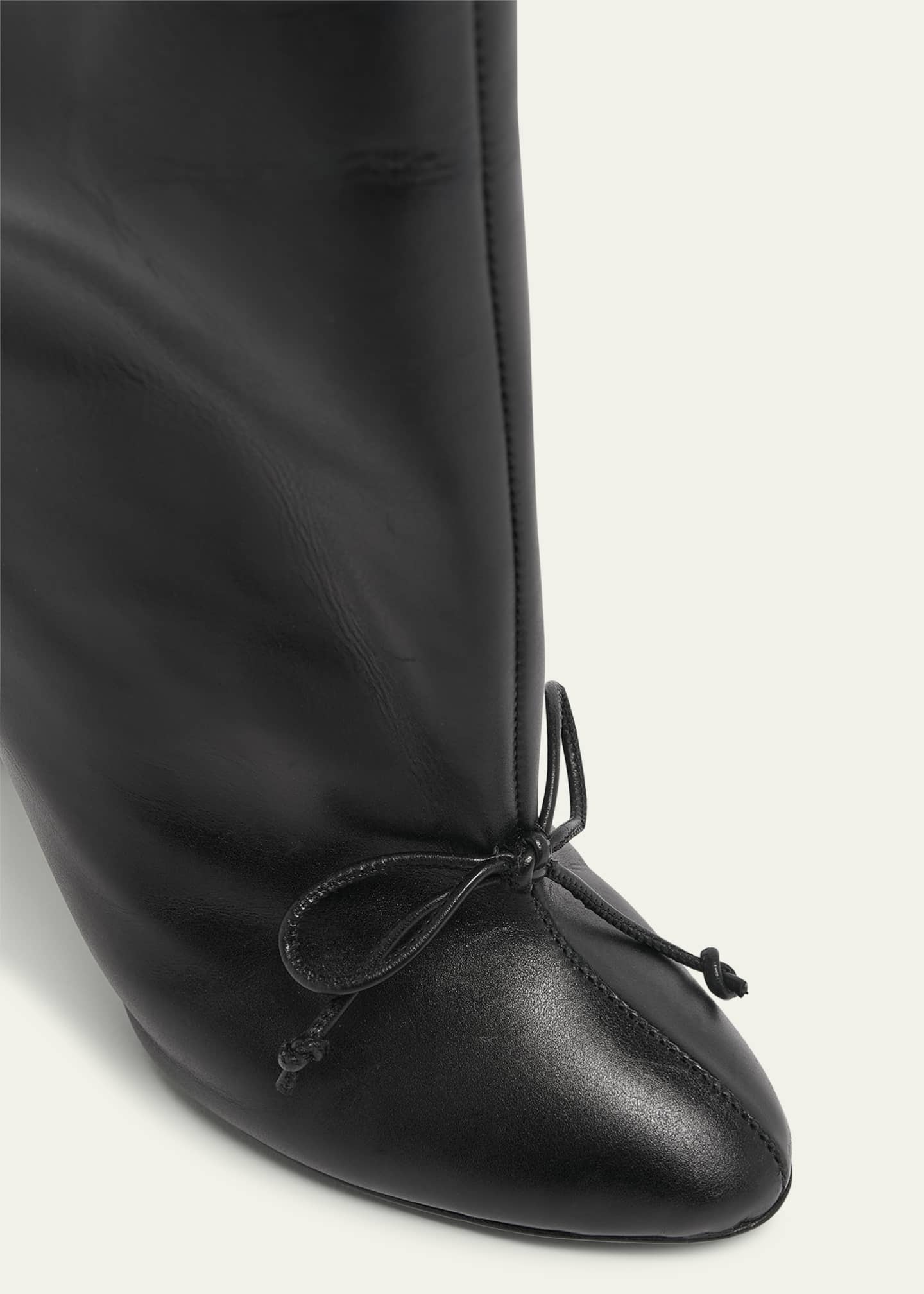 ALAIA Calfskin Bow Stiletto Ankle Booties Image 5 of 5