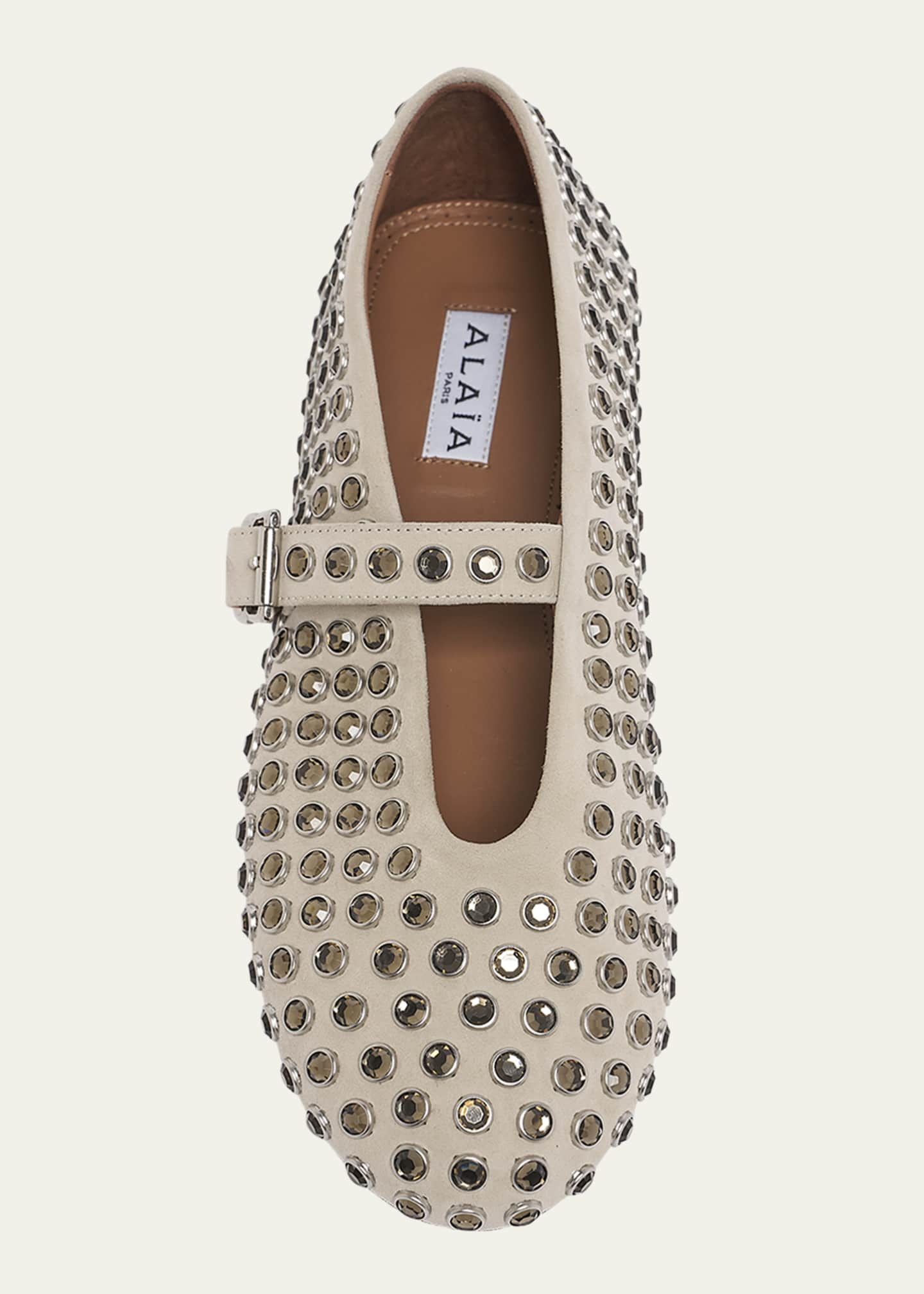ALAIA Crystal Stud Mary Jane Ballerina Flats Image 6 of 6