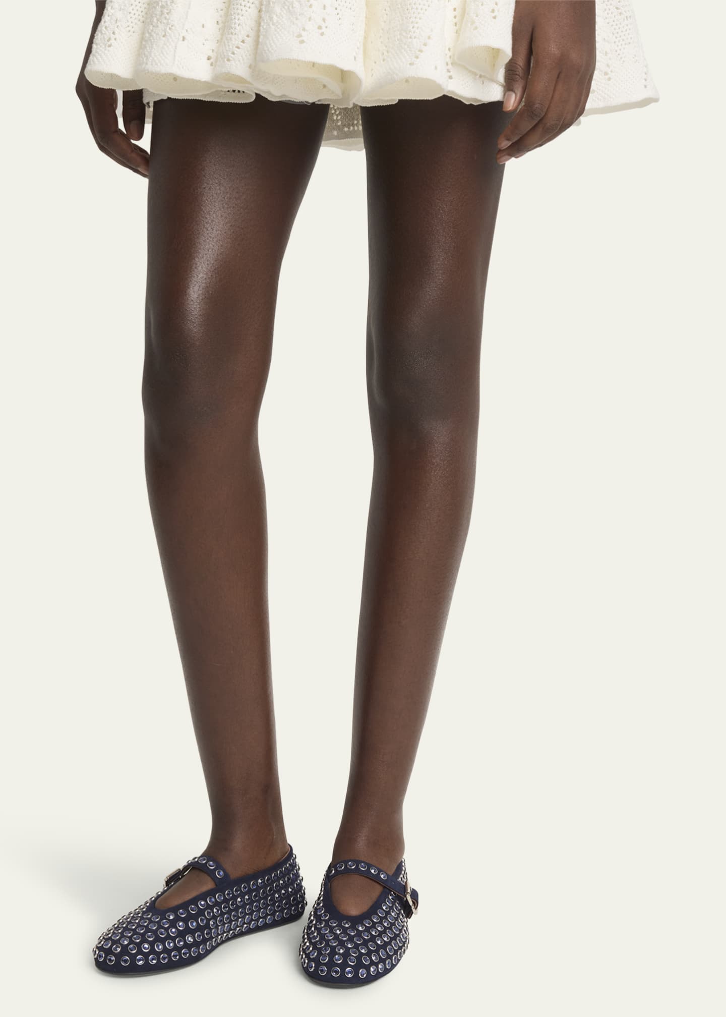 ALAIA Crystal Stud Mary Jane Ballerina Flats Image 2 of 6