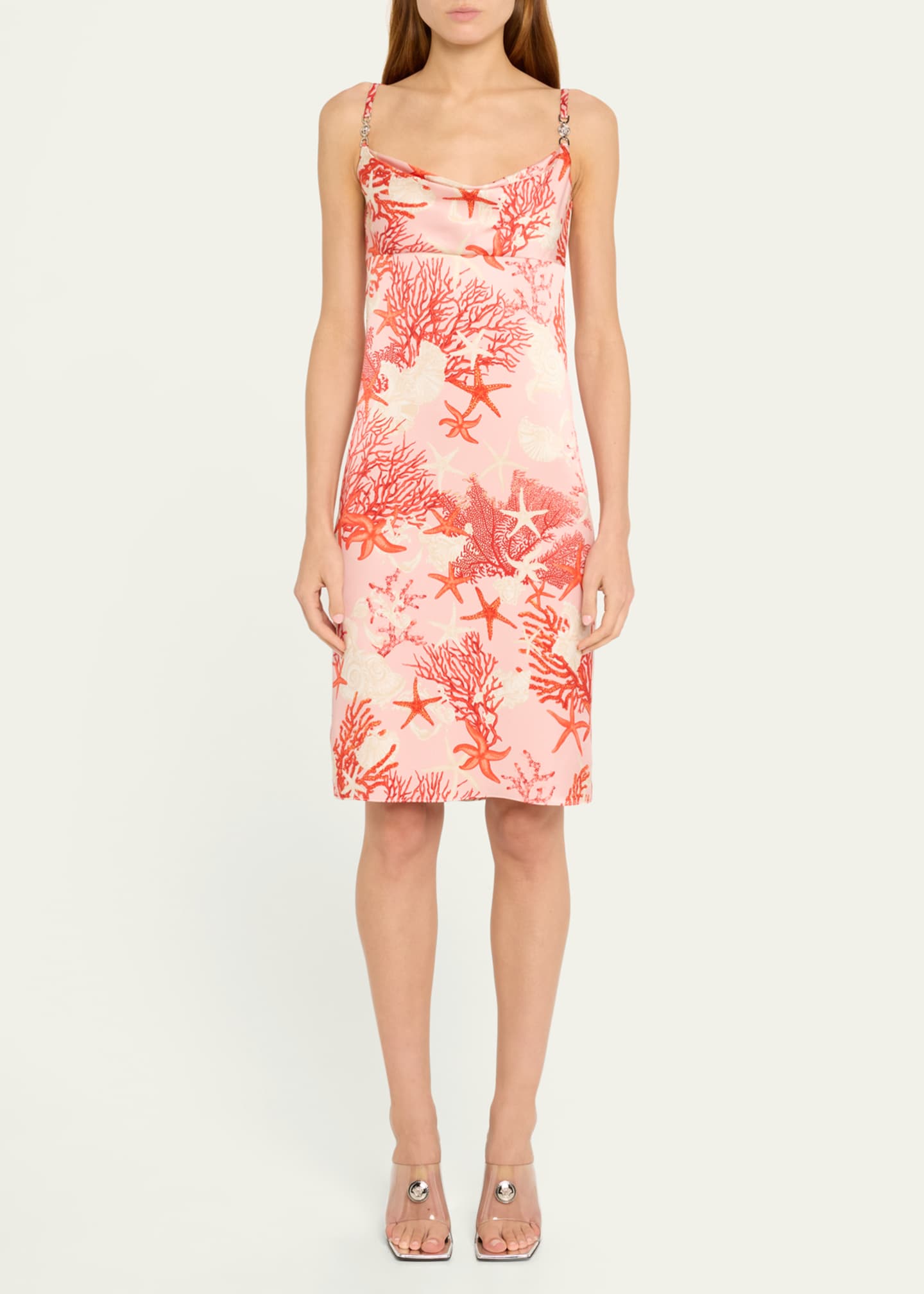 Versace Printed Double Silk Satin Mini Dress Image 2 of 5