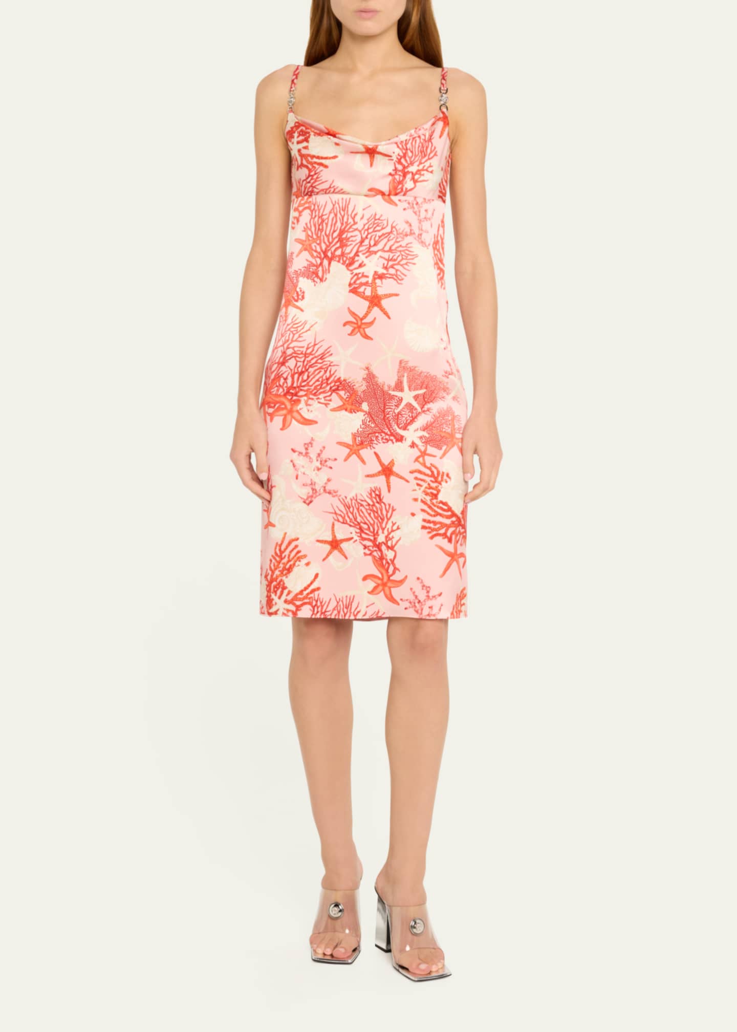 Versace Printed Double Silk Satin Mini Dress Image 4 of 5