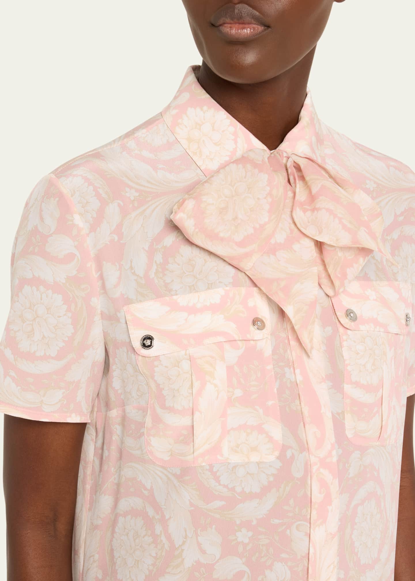 Spring 2015 Chanel by Karl Lagerfeld Runway White Crepe de Chine Pleated Blouse W Handmade Camellia Buttons