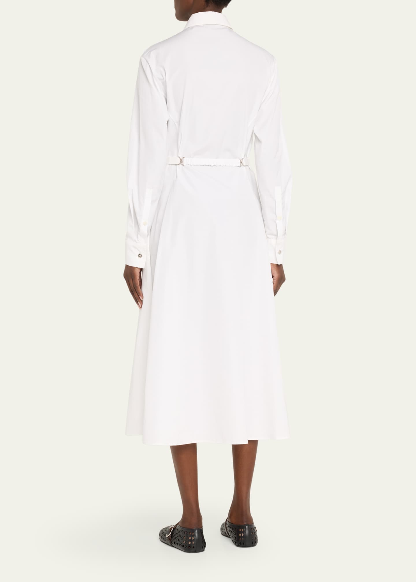 Versace Barocco Ajour Embroidery Poplin Belted Midi Dress Image 3 of 5