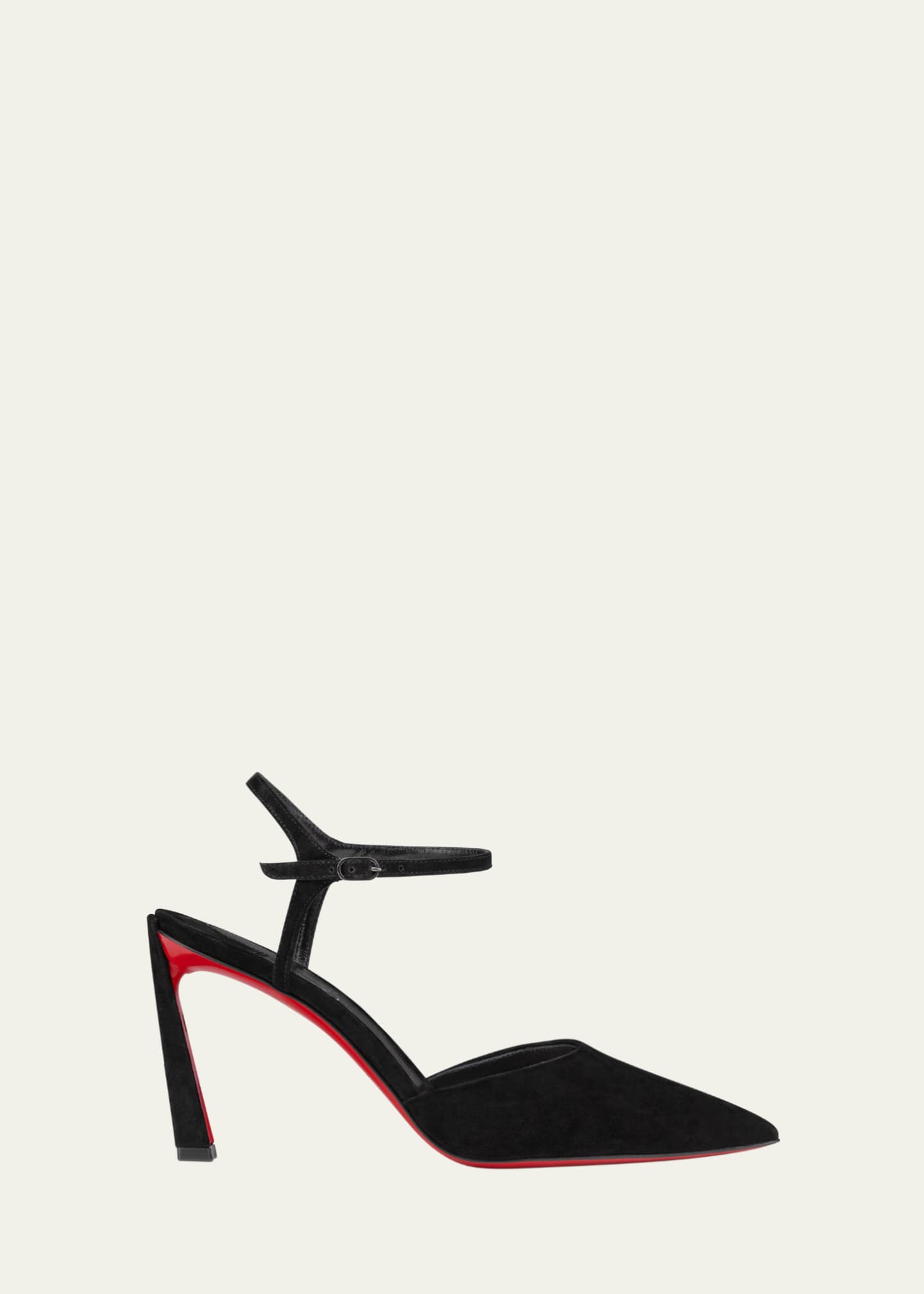 Christian Louboutin Condora Suede Ankle-Strap Red Sole Pumps Image 1 of 5
