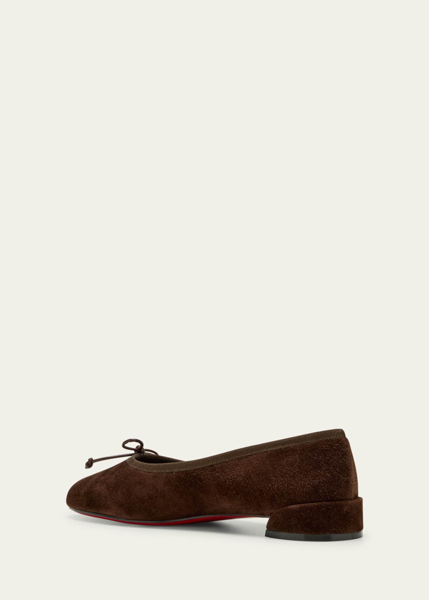 Christian Louboutin Sweetie Suede Bow Red Sole Ballerina Flats Image 4 of 6