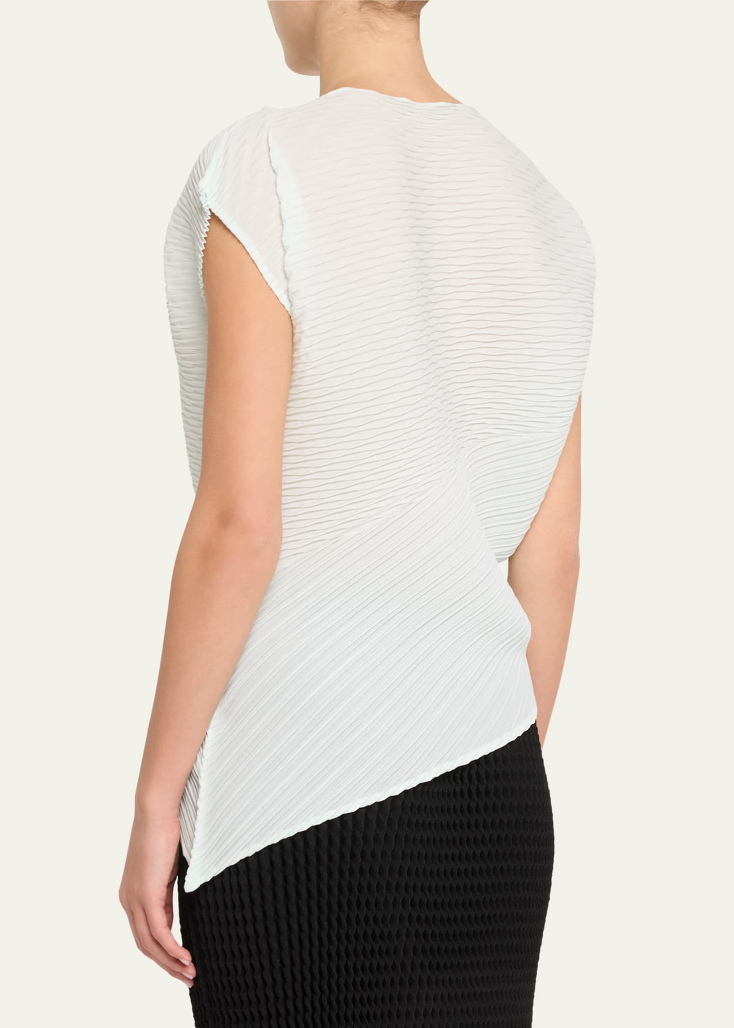 PLEATS PLEASE ISSEY  polyester Asymmetrical Sleeveless Deformed Random Pleated one piece PP71-JK208 Champagne beige 3