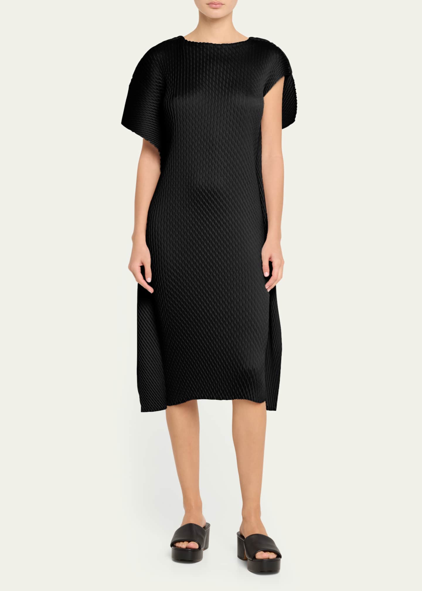 Issey Miyake Sleek Pleats Fold-Over Midi Dress Image 2 of 5