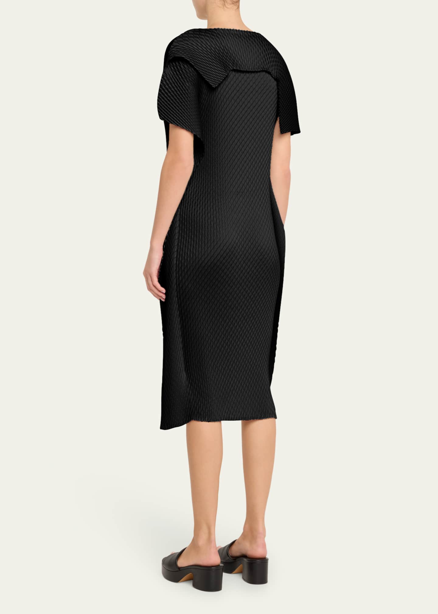 Issey Miyake Sleek Pleats Fold-Over Midi Dress Image 3 of 5