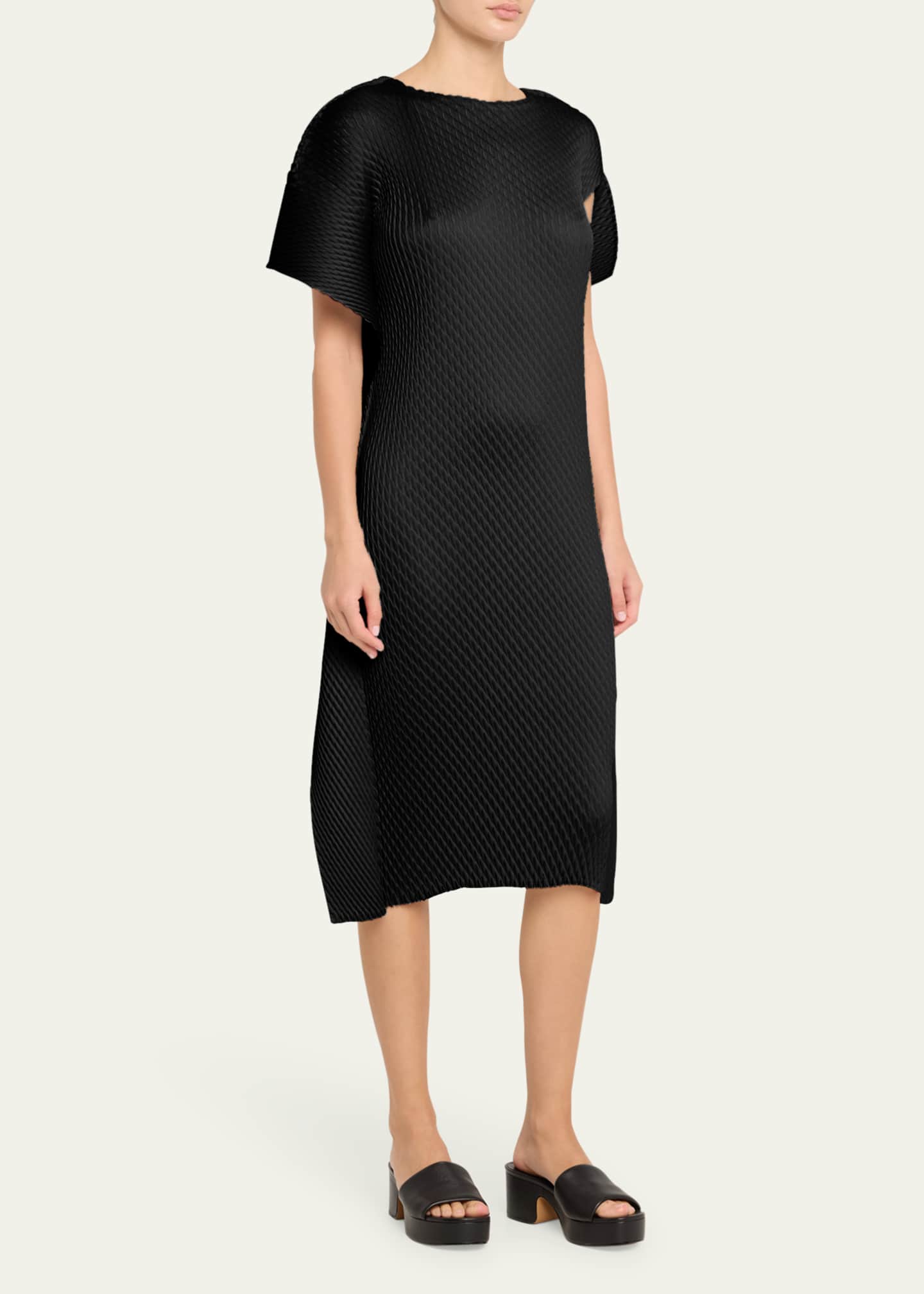 Issey Miyake Sleek Pleats Fold-Over Midi Dress Image 4 of 5