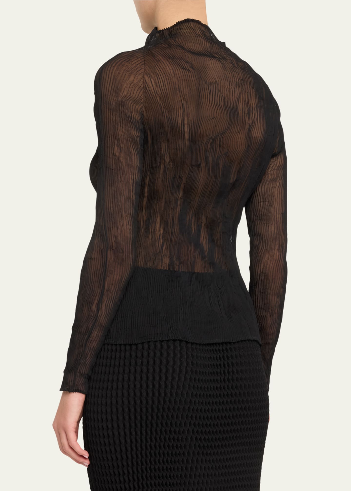 通販生活 ファッション Issey Miyake Chiffon Twist Bk Wt 46 High-Neck Top - Bergdorf トップス