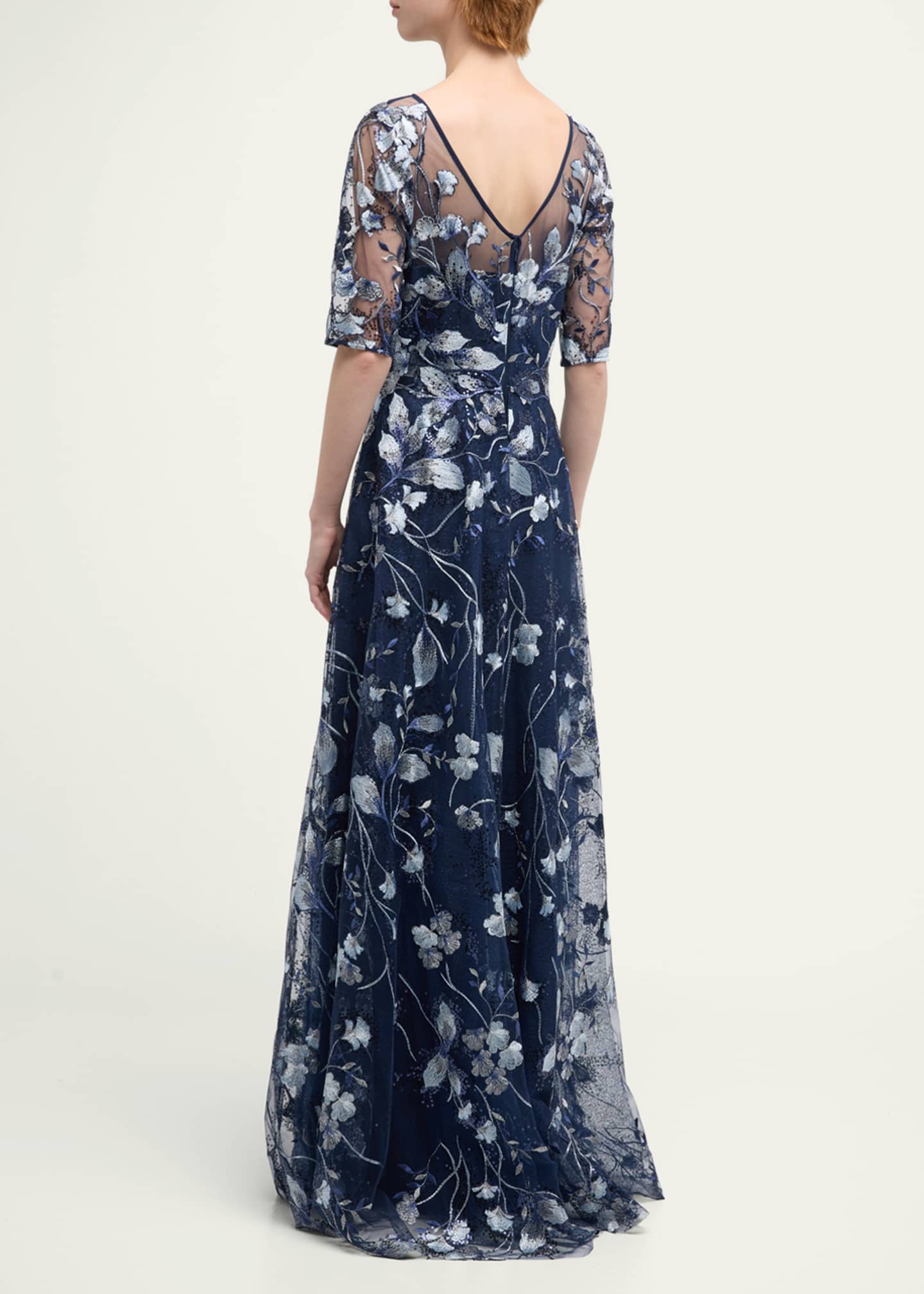 Rickie Freeman for Teri Jon Metallic Embroidered Tulle Gown Image 3 of 5