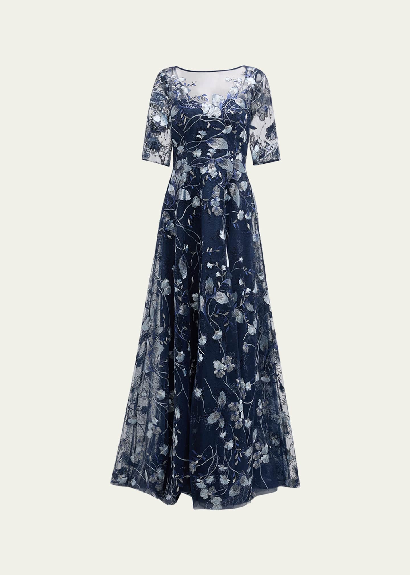 Rickie Freeman for Teri Jon Metallic Embroidered Tulle Gown Image 1 of 5