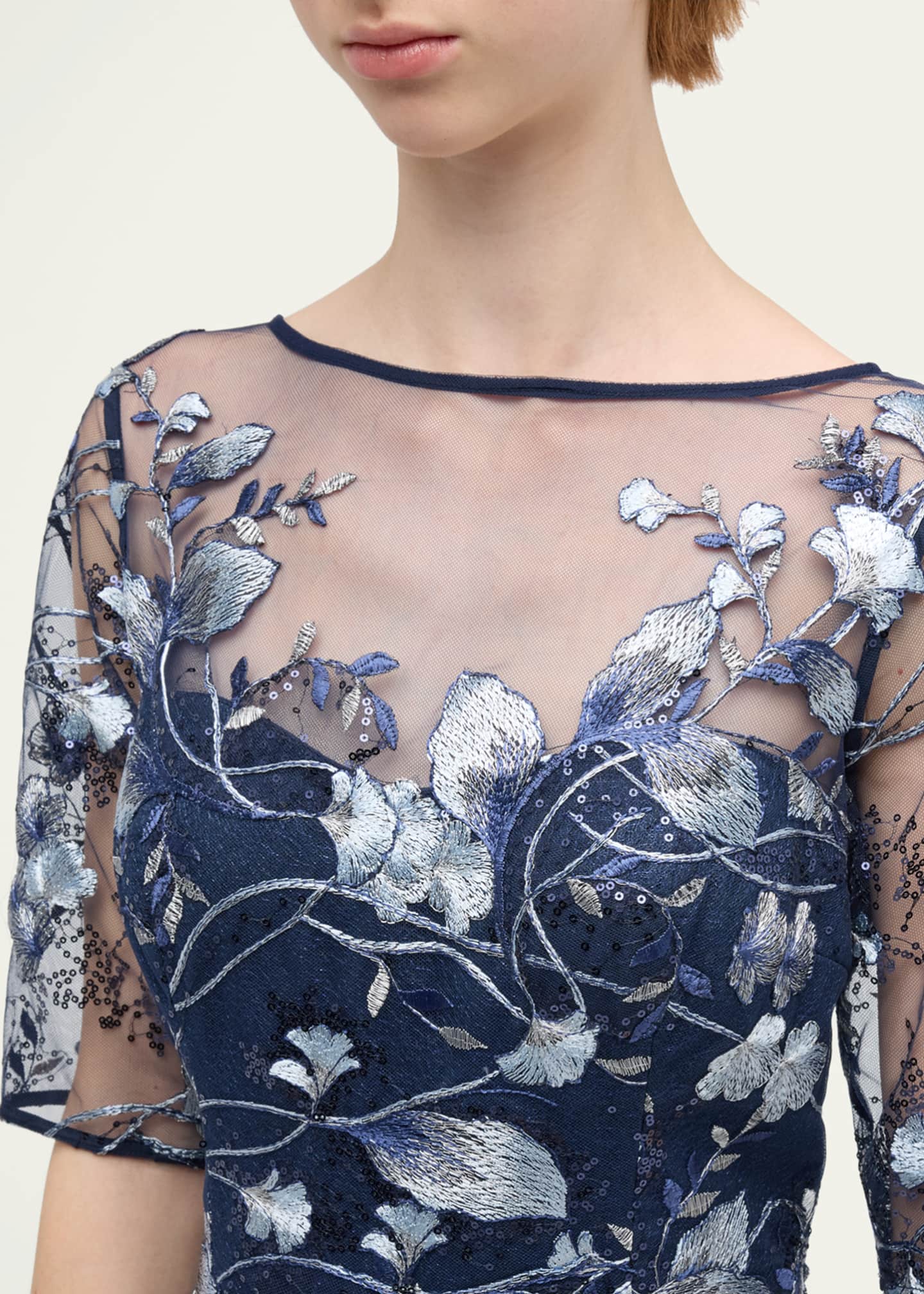 Rickie Freeman for Teri Jon Metallic Embroidered Tulle Gown Image 5 of 5