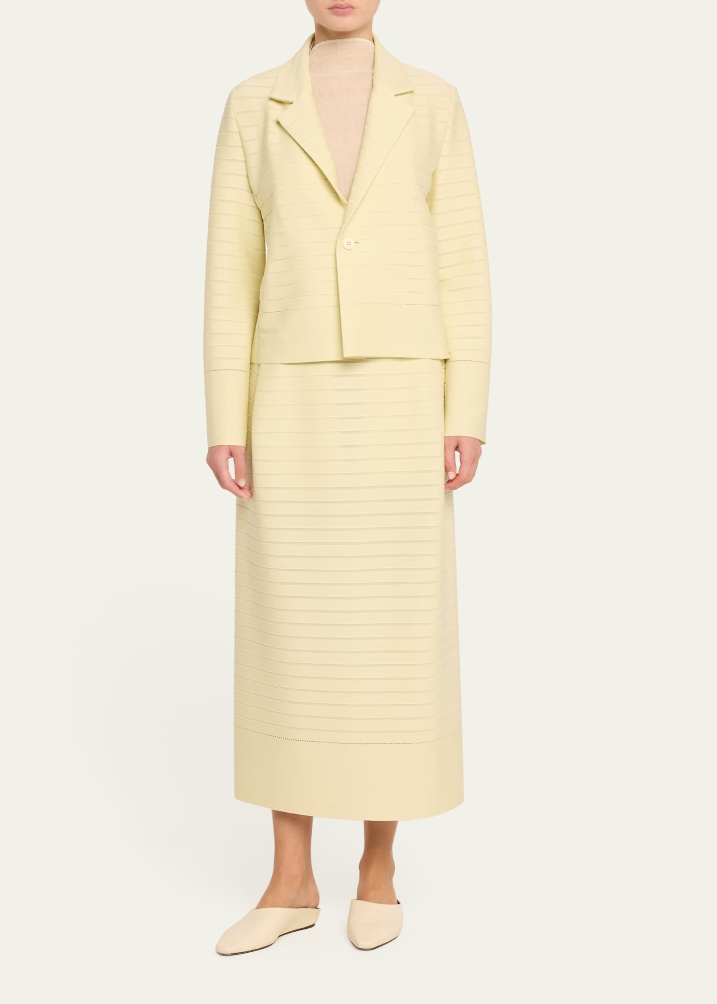 Issey Miyake Wide Stripe One-Button Knit Jacket Image 2 of 5