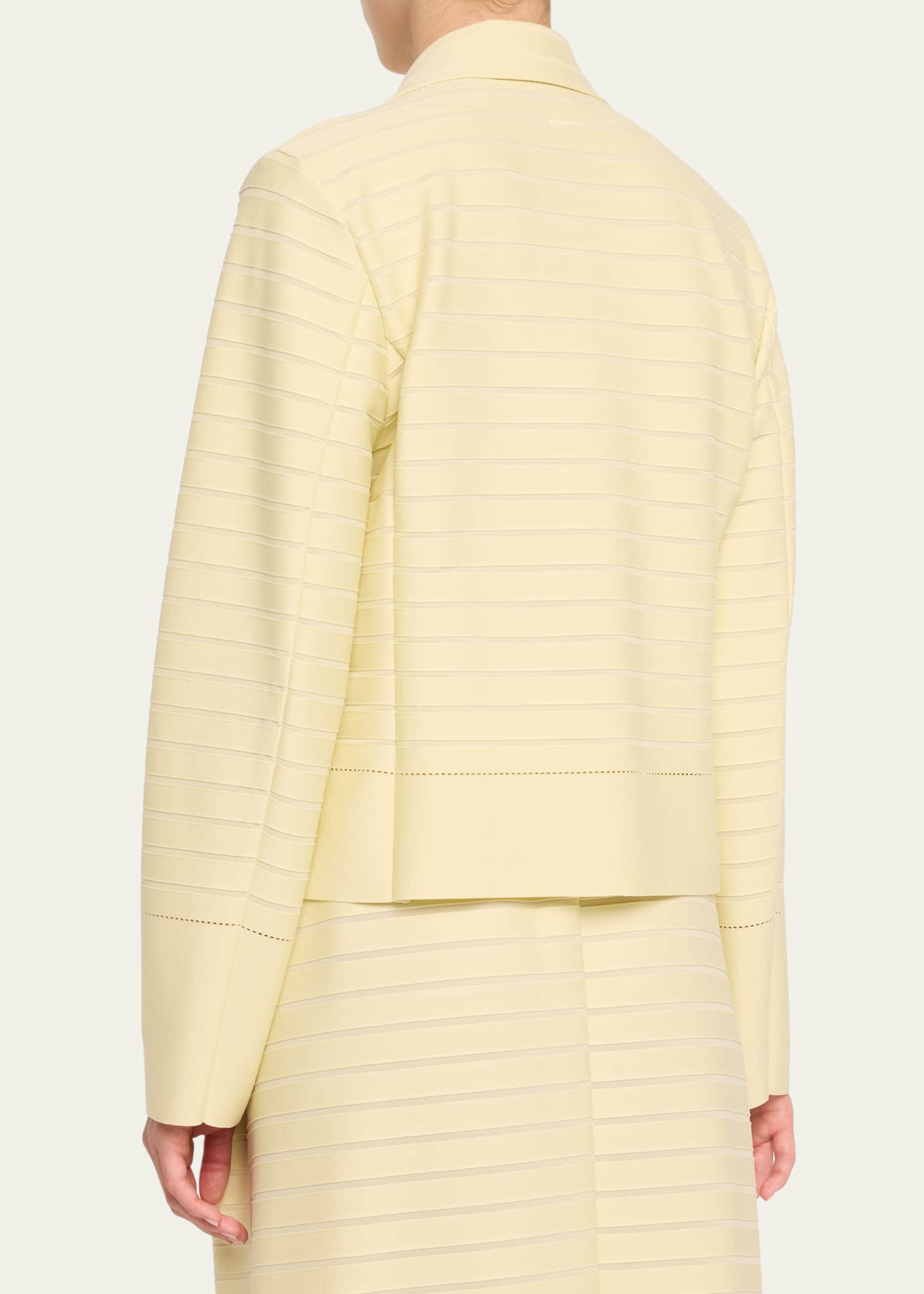Issey Miyake Wide Stripe One-Button Knit Jacket Image 3 of 5