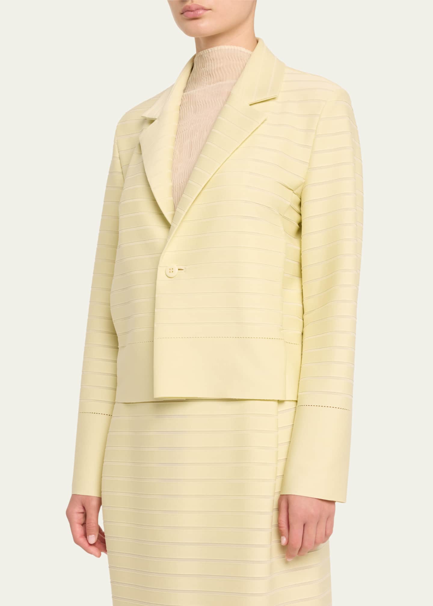 Issey Miyake Wide Stripe One-Button Knit Jacket Image 4 of 5