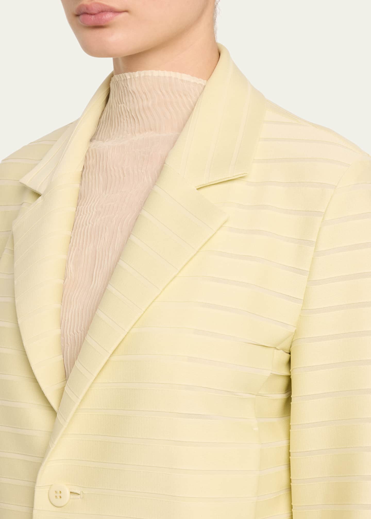 Issey Miyake Wide Stripe One-Button Knit Jacket Image 5 of 5