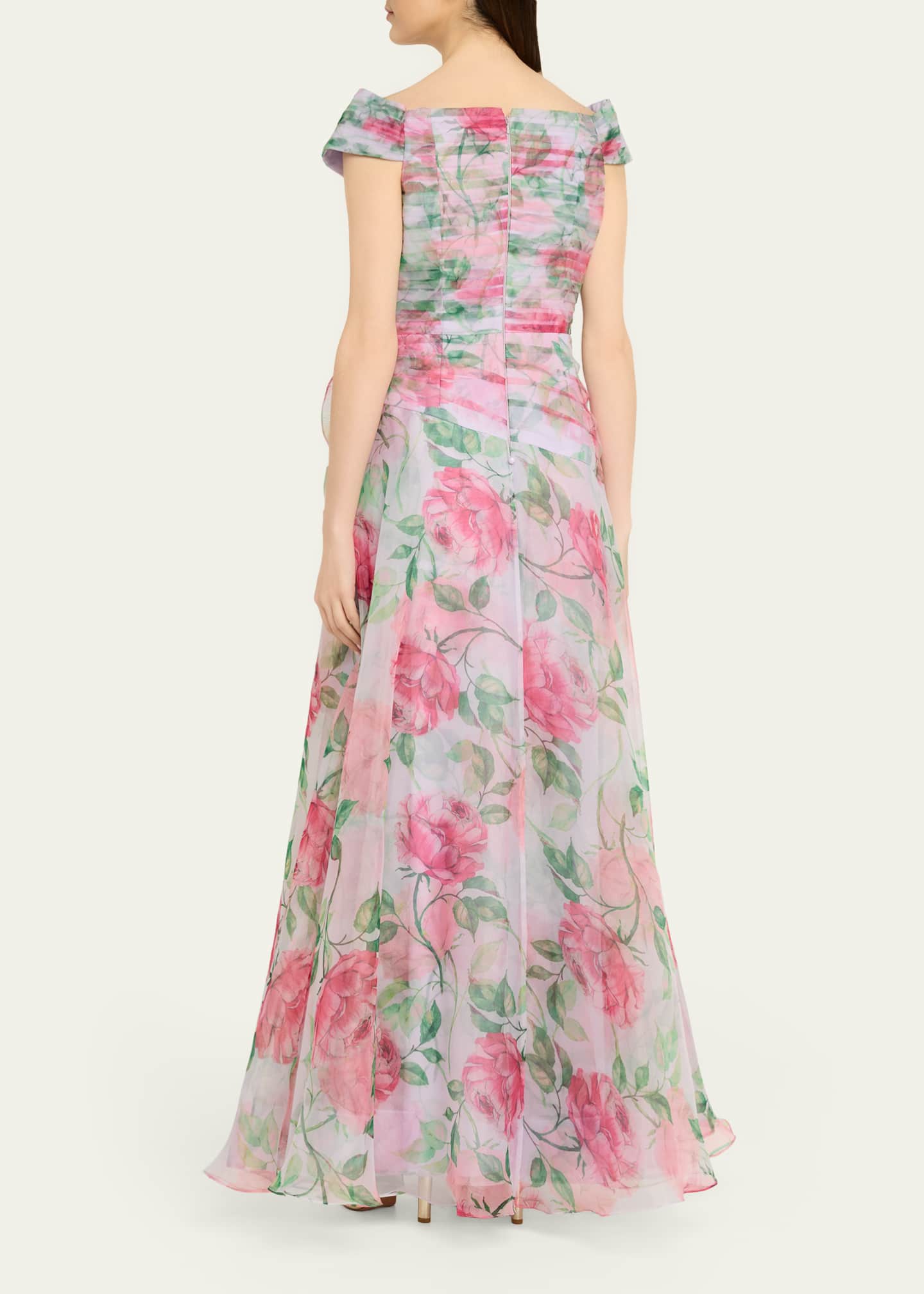 Teri Jon By Rickie Freeman Women's Floral Organza Tulle A-Line Gown - Lavender Multi - Size 16