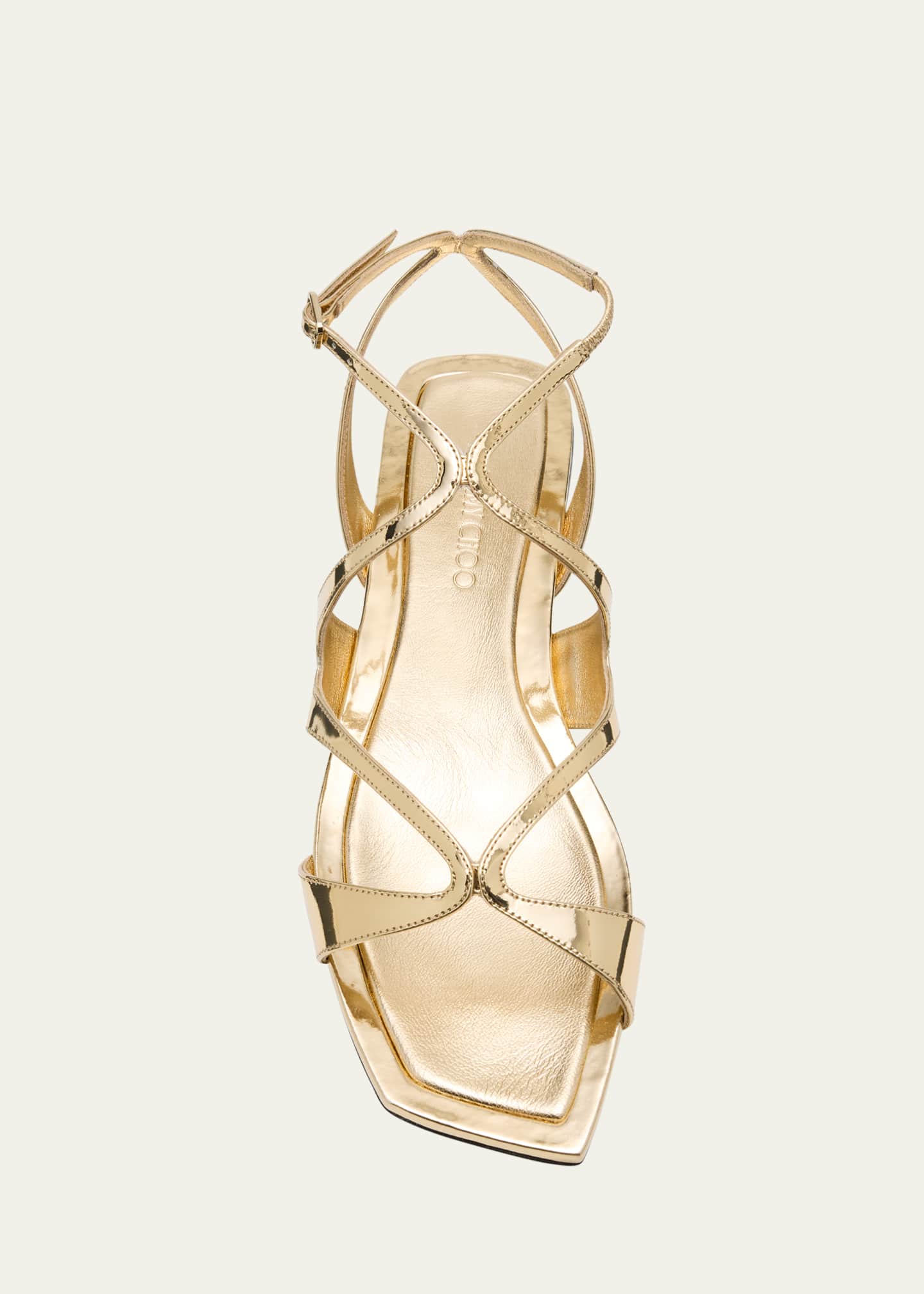 Jimmy Choo Ayla Metallic Leather Ankle-Strap Sandals Image 6 of 6
