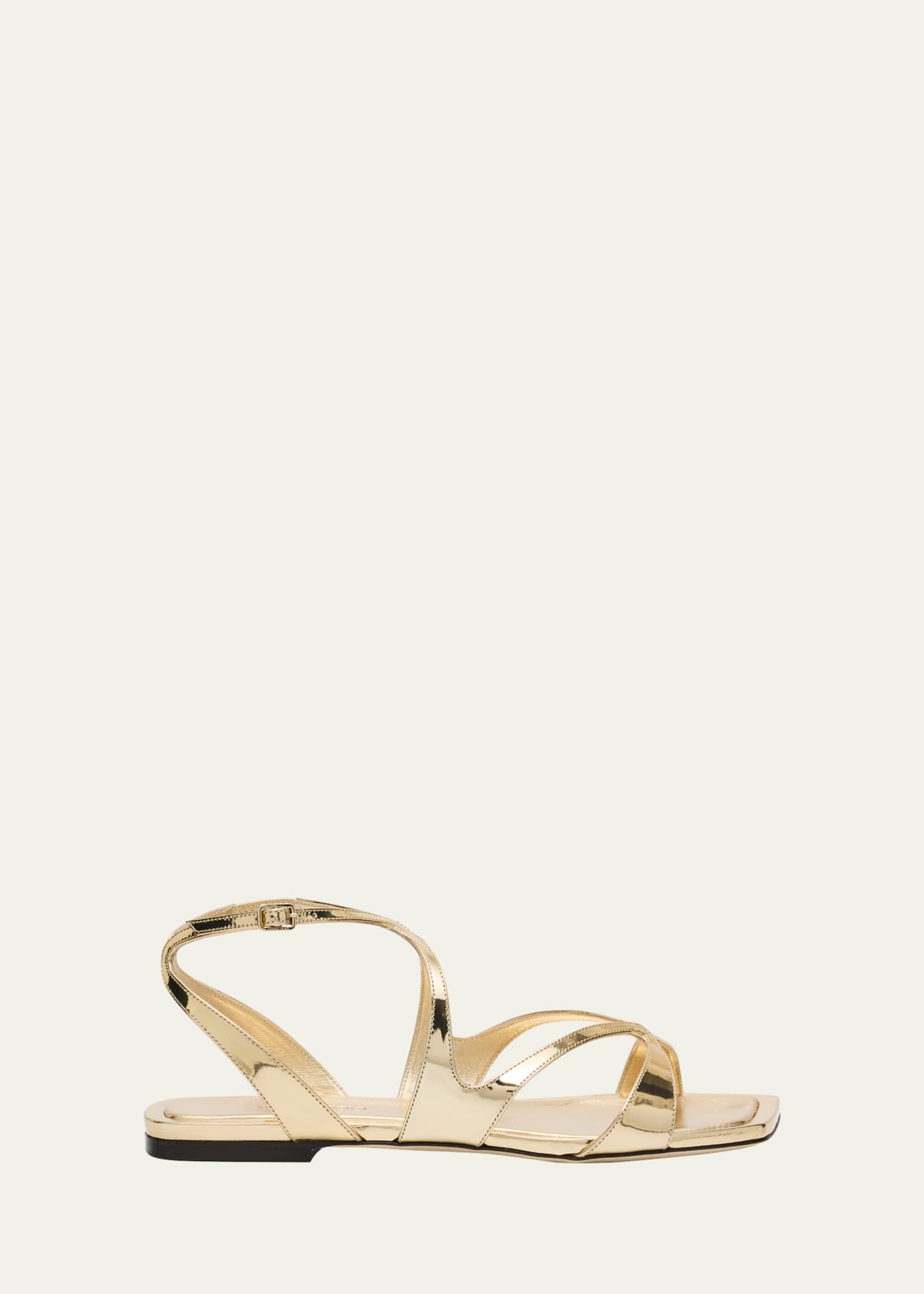 Jimmy Choo Ayla Metallic Leather Ankle-Strap Sandals Image 1 of 6
