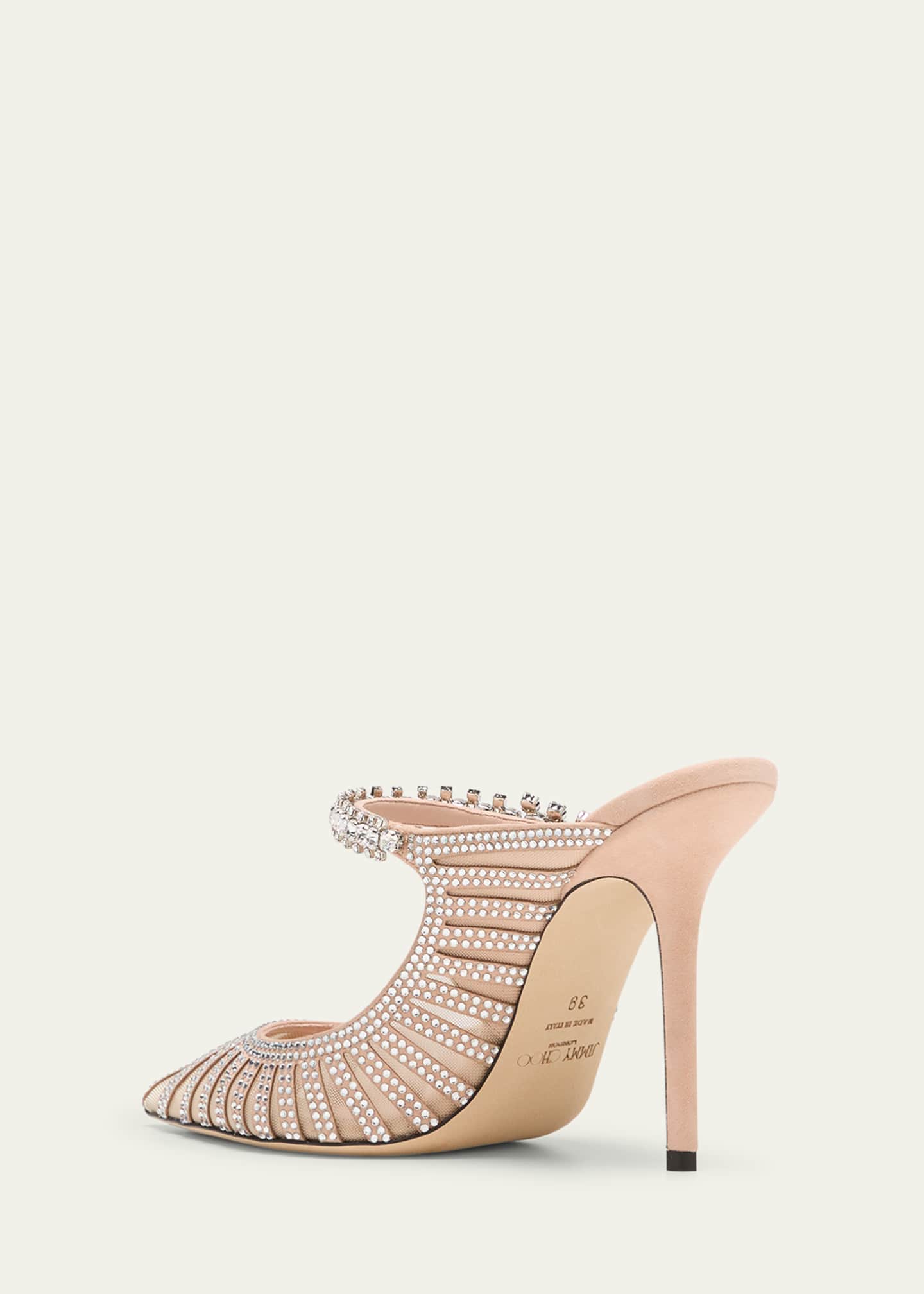 Jimmy Choo Bing Mesh Crystal Strap Mule Pumps